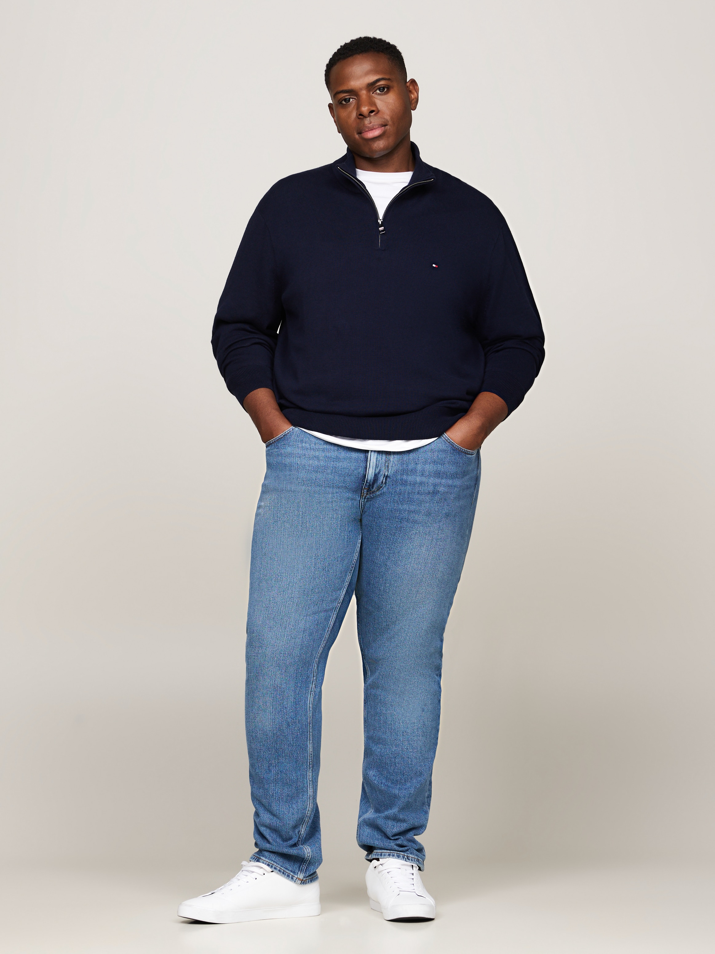 Tommy Hilfiger Big & Tall Troyer »BT-PIMA ORG CTN CASHMERE ZMOCK-B«, Grosse Grössen