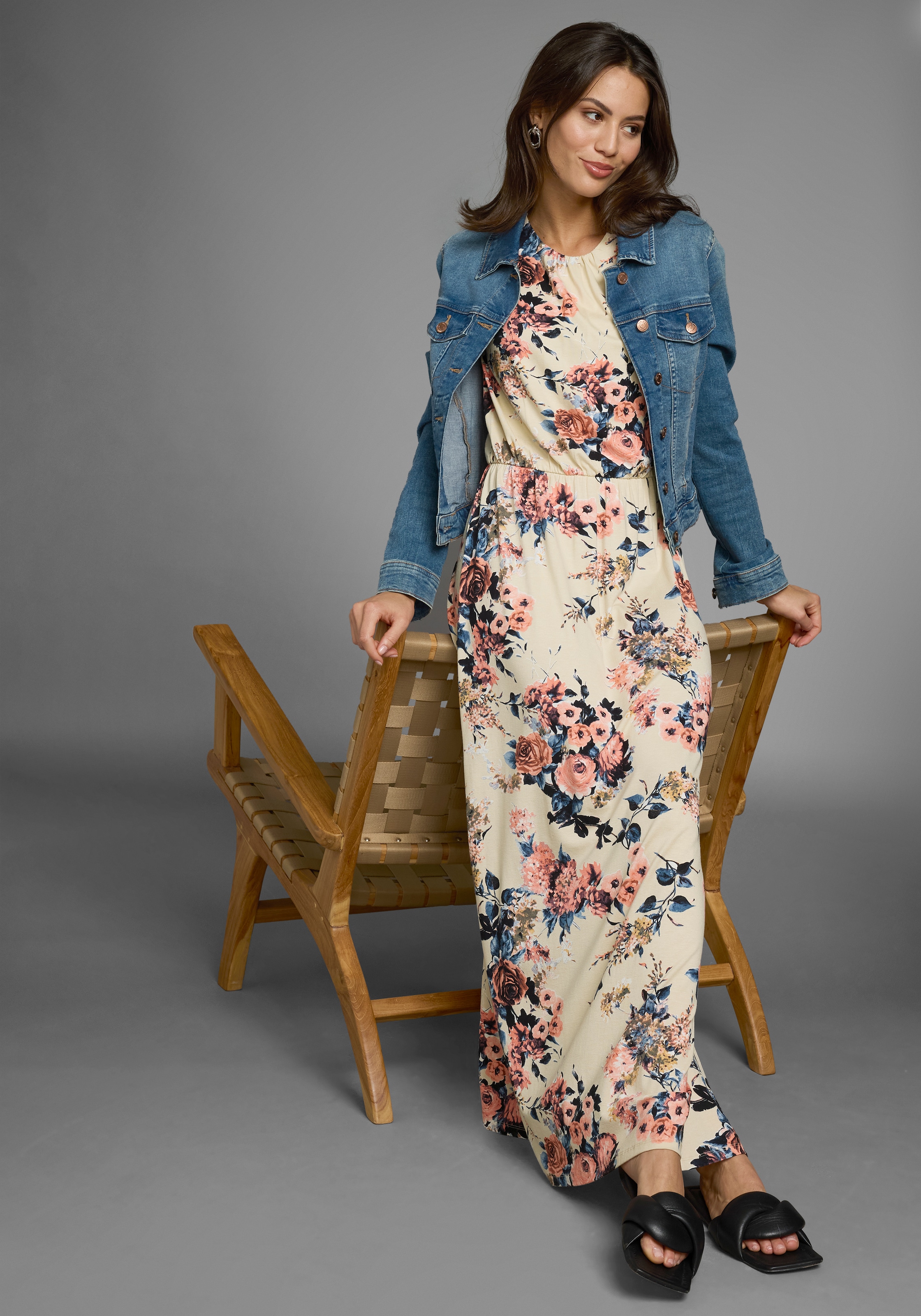 Laura Scott Sommerkleid, mit hohem Rundhals vorn und tiefem hinten, Maxikleid - NEUE KOLLEKTION