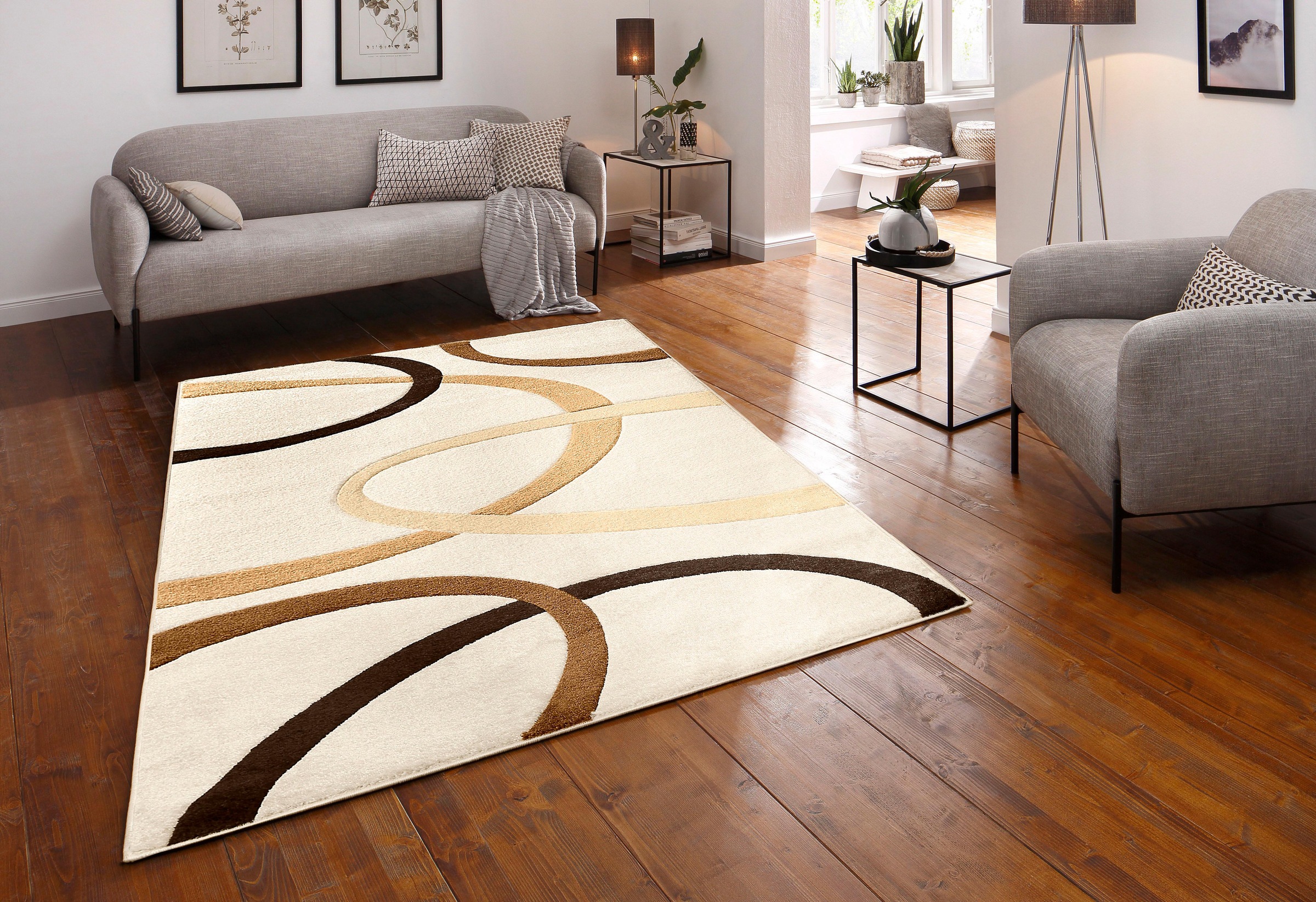 my home Teppich »Bill«, rechteckig, mit handgearbeitetem Konturenschnitt, Kurzflor, elegant, 3D-Design