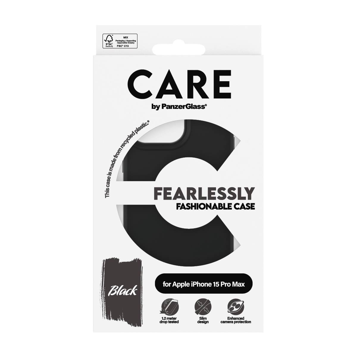 CARE by PanzerGlass Handyhülle »Fearlessly Fashionable Case für Apple iPhone 15 Pro Max Fashion Black« Backcover, Schutzhülle, Handyschutzhülle, Case, Schutzcase, stossfest