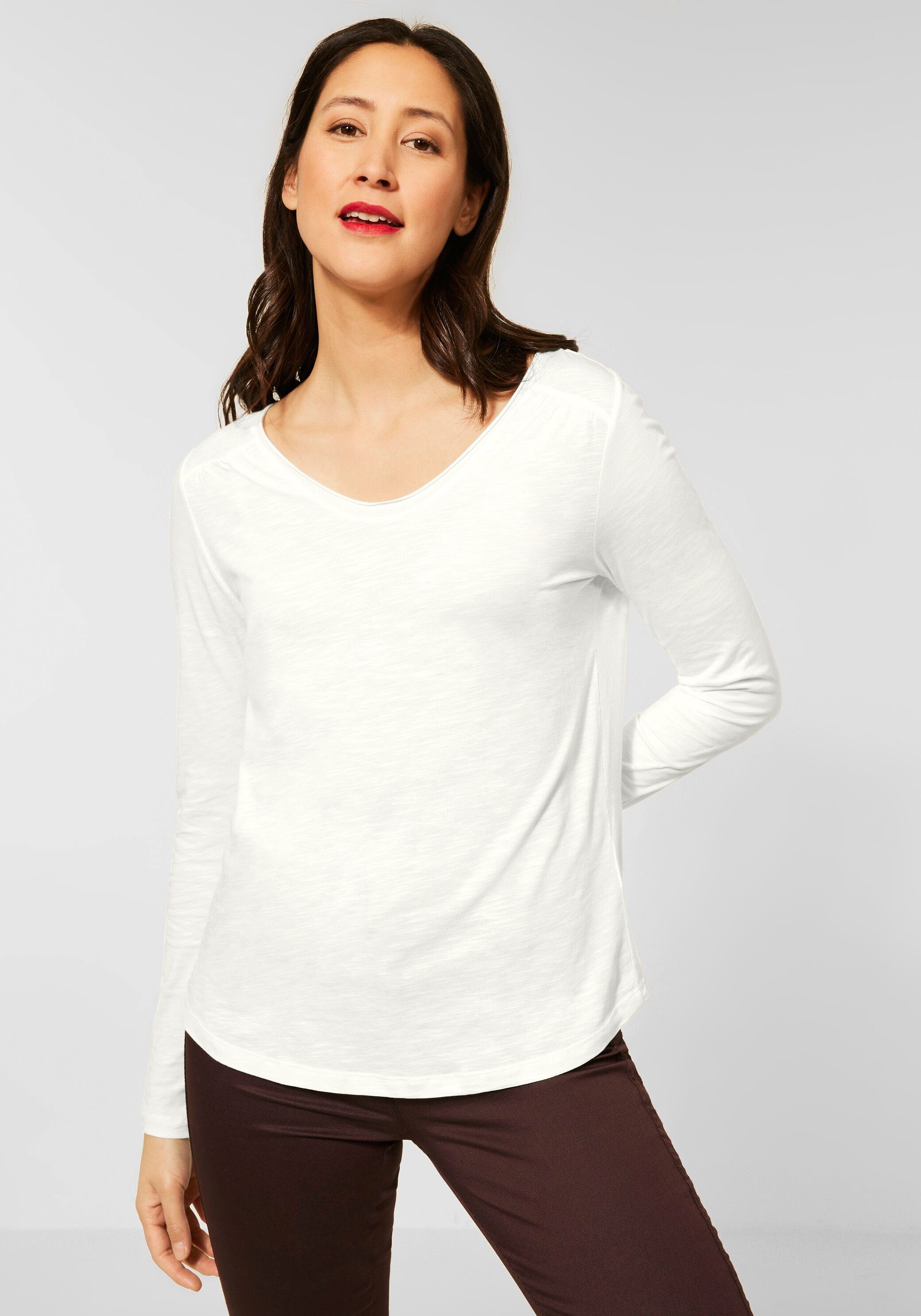 Image of STREET ONE Langarmshirt, mit zarten Raffungen am Ausschnitt bei Ackermann Versand Schweiz