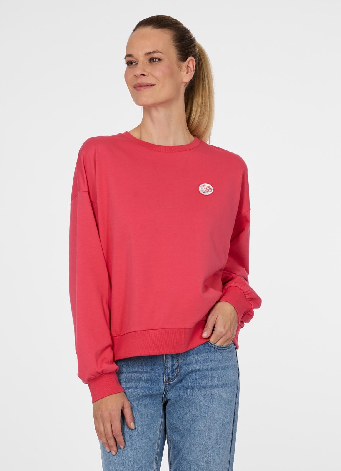 Image of Ragwear Sweatshirt "WUSS PATCH", aus Baumwollmischung, normale Passform, Langarm, ohne Verschluss