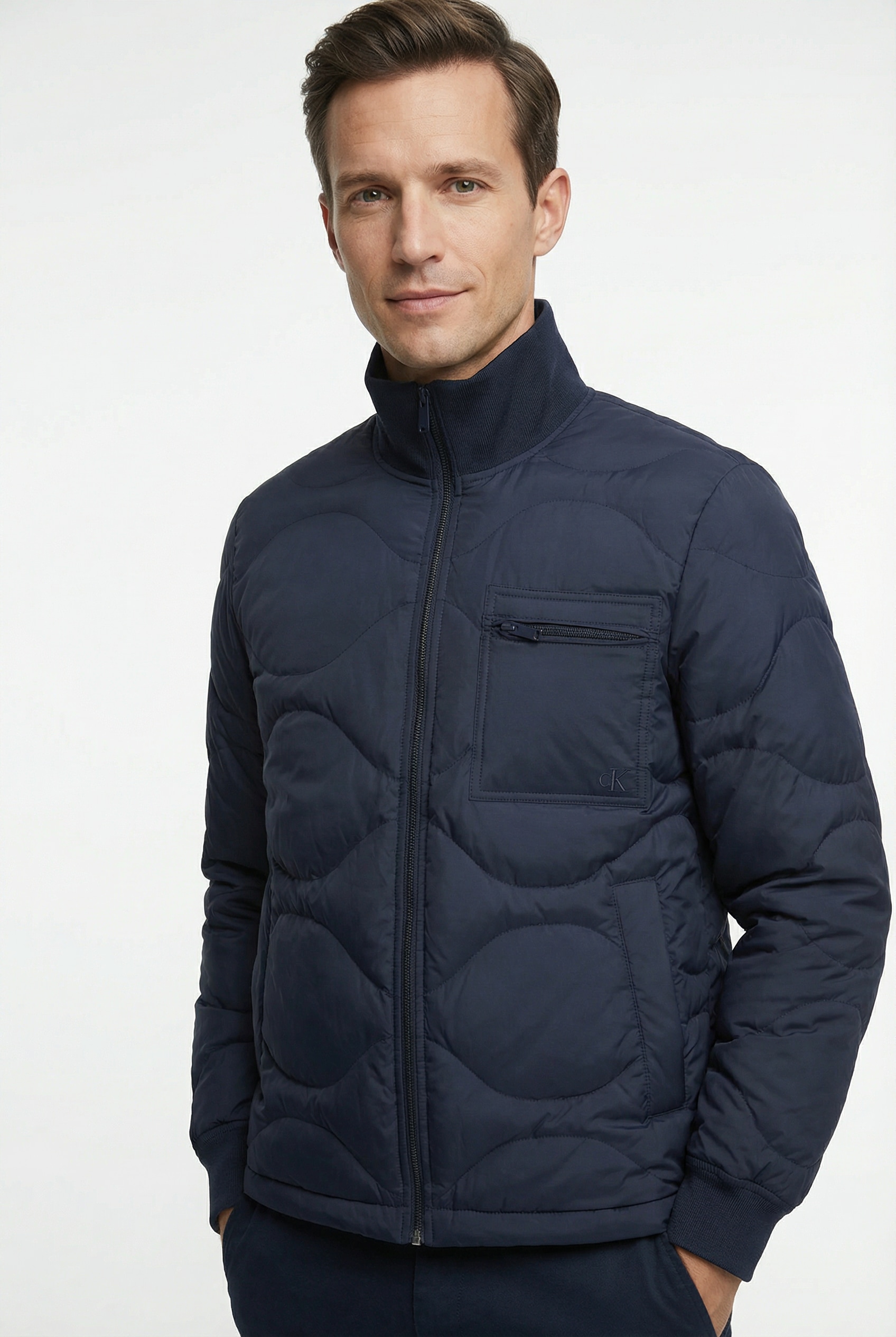 Image of Calvin Klein Jeans Daunenjacke ohne Kapuze Strickkragen, Regular Fit, warm wattiert