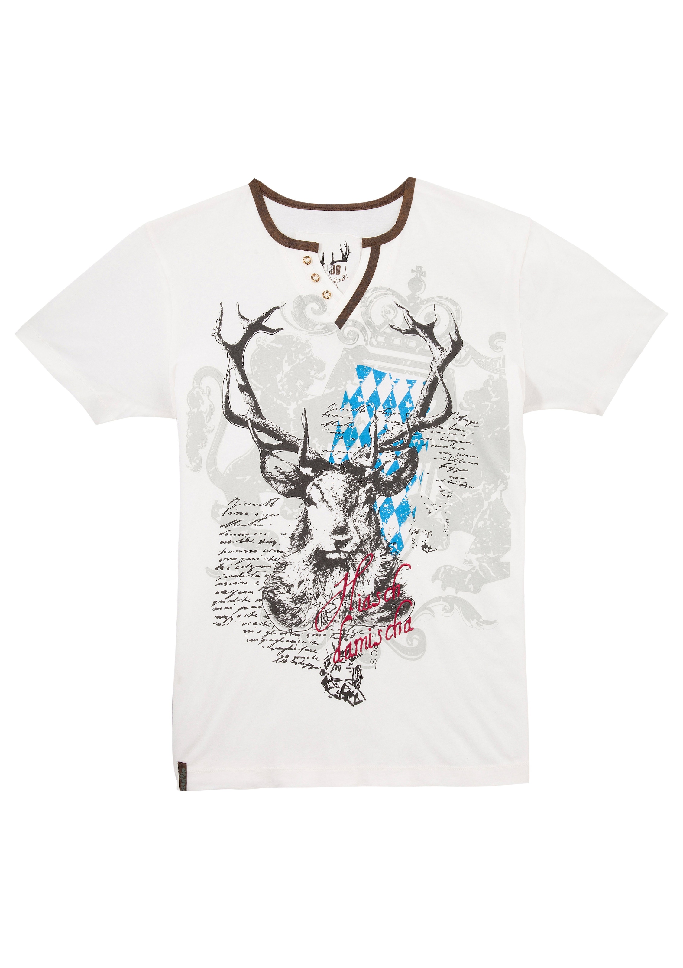 Image of MarJo Trachtenshirt, Herren, mit Hirschmotiv und Bayern Wappen bei Ackermann Versand Schweiz