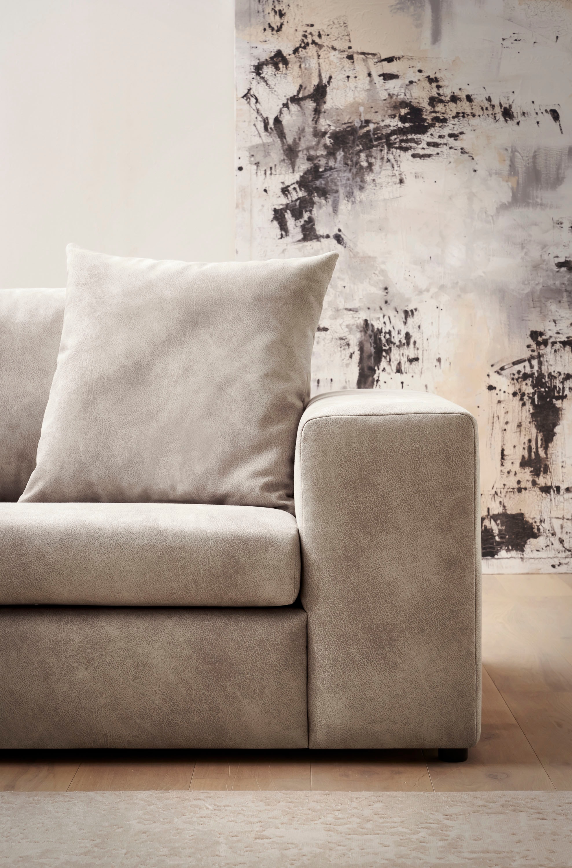 andas Ecksofa »SLEETLAND XXL in Samtvelours oder Vintage-Leder-Optik, L-Form,«, besonders gross und bequem
