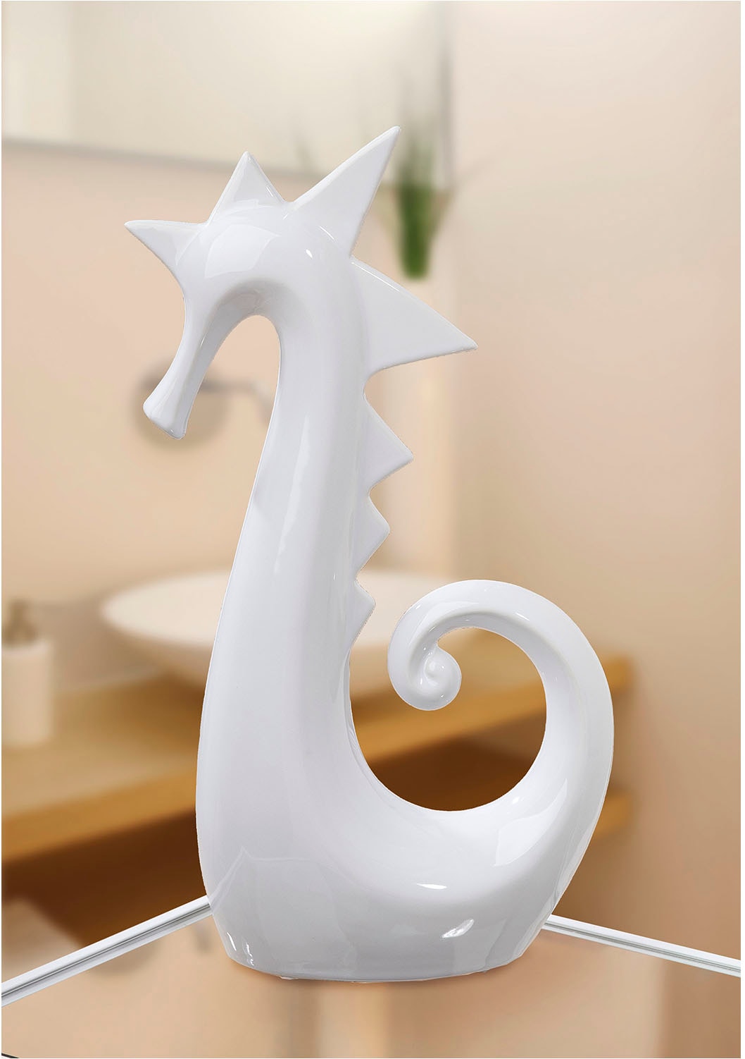GILDE Tierfigur »Seepferdchen, weiss glänzend«