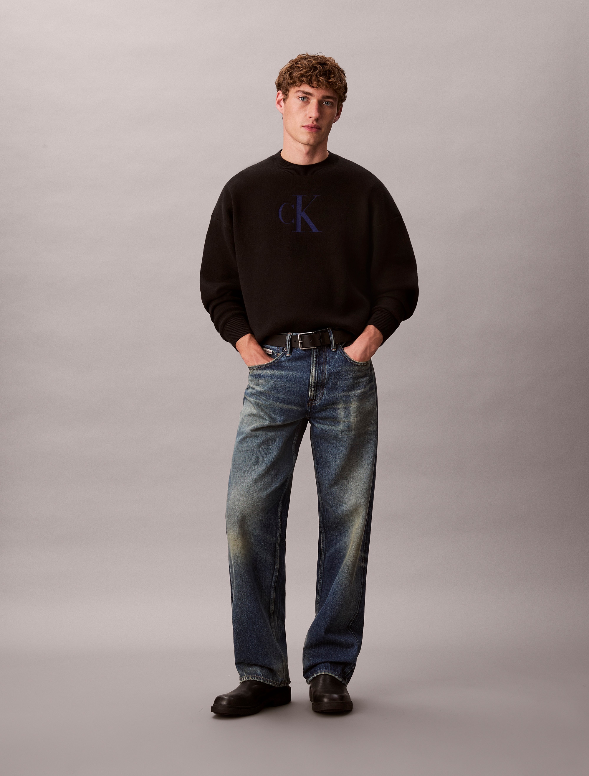 Calvin Klein Jeans Pull à col rond »LS CTTN CASHMERE 3D LOGO CRWNK S« Mit Rundhalsausschnitt, regular fit