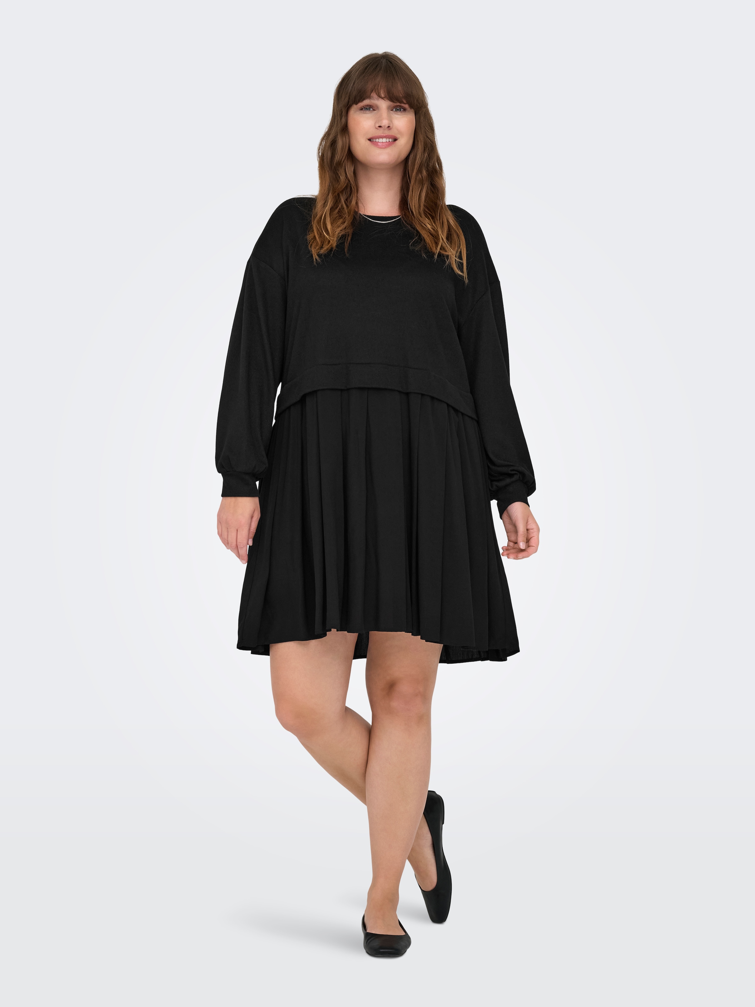 ONLY CARMAKOMA Jerseykleid »CARUMA ALBA L/S MIX KNEE DRESS JRS«, Sommerkleid