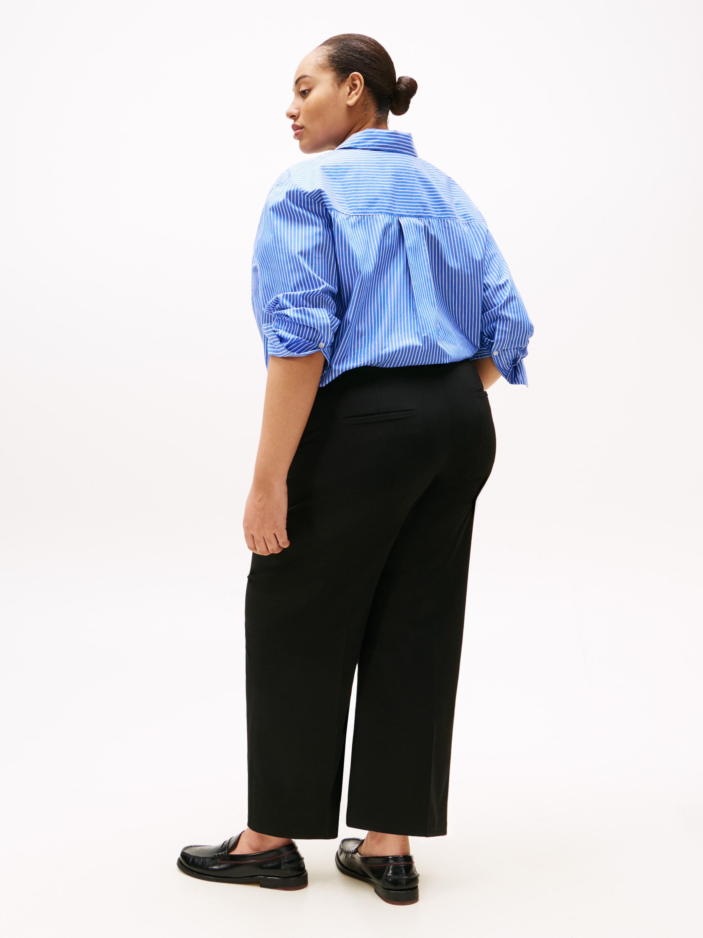 Tommy Hilfiger Curve Culotte »CRV LW BI-STRETCH WIDE CROP PNT«, in Grossen Grössen, cropped, Logostickerei