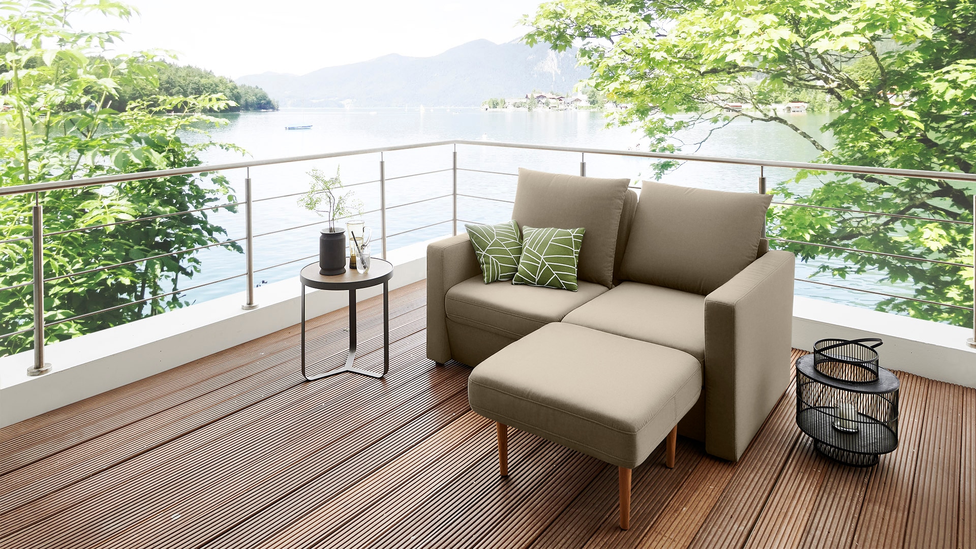 Acheter DOMO collection Sofa »Slunce«, 2-Sitzer Raumwunder, maintenant geeignet, 2 Hockern Outdoor mit (3 St.), für
