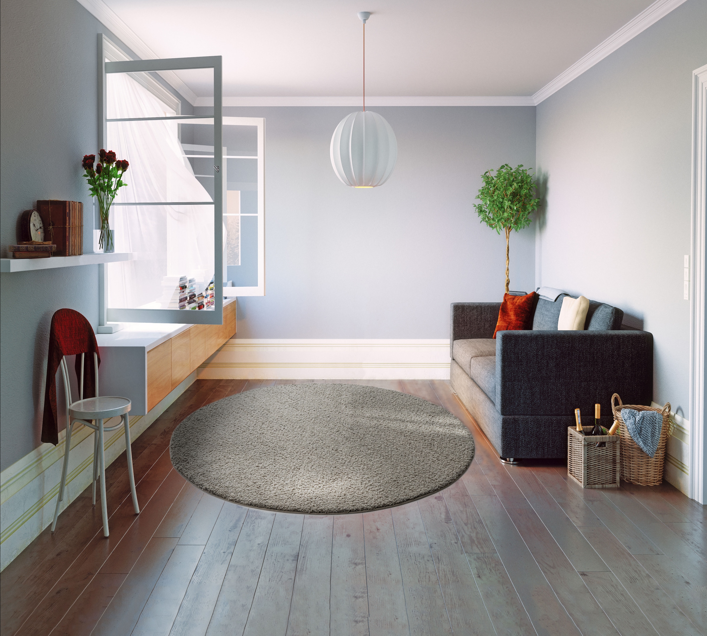 my home Hochflor-Teppich »Vince«, rund, 31 mm Höhe, besonders weich durch Mikrofaser, extra flauschig