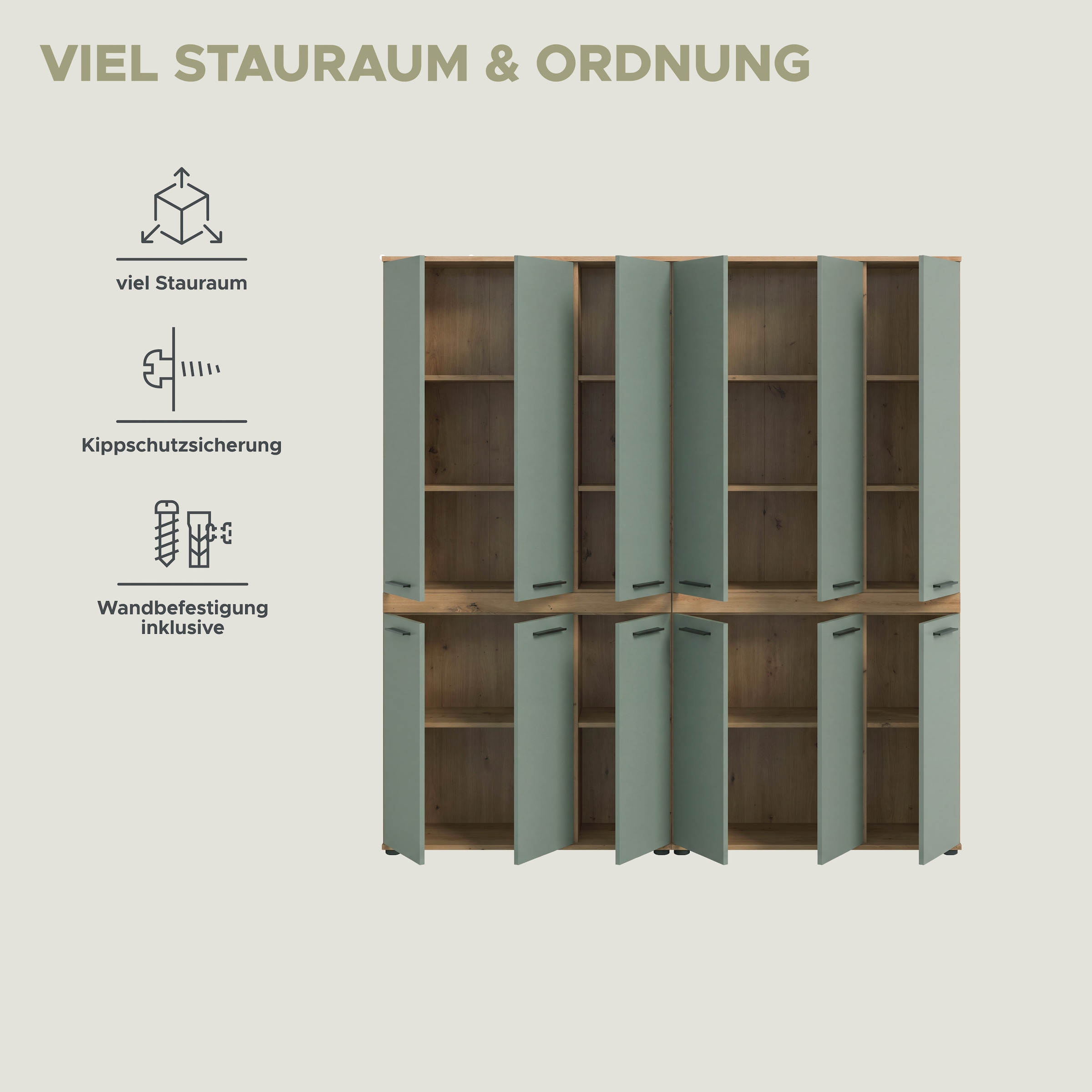 welltime Badmöbel-Set »LUCCA, 2-tlg. Badkombination, viel Stauraum, modernes Design« 2 Stk. tlg.