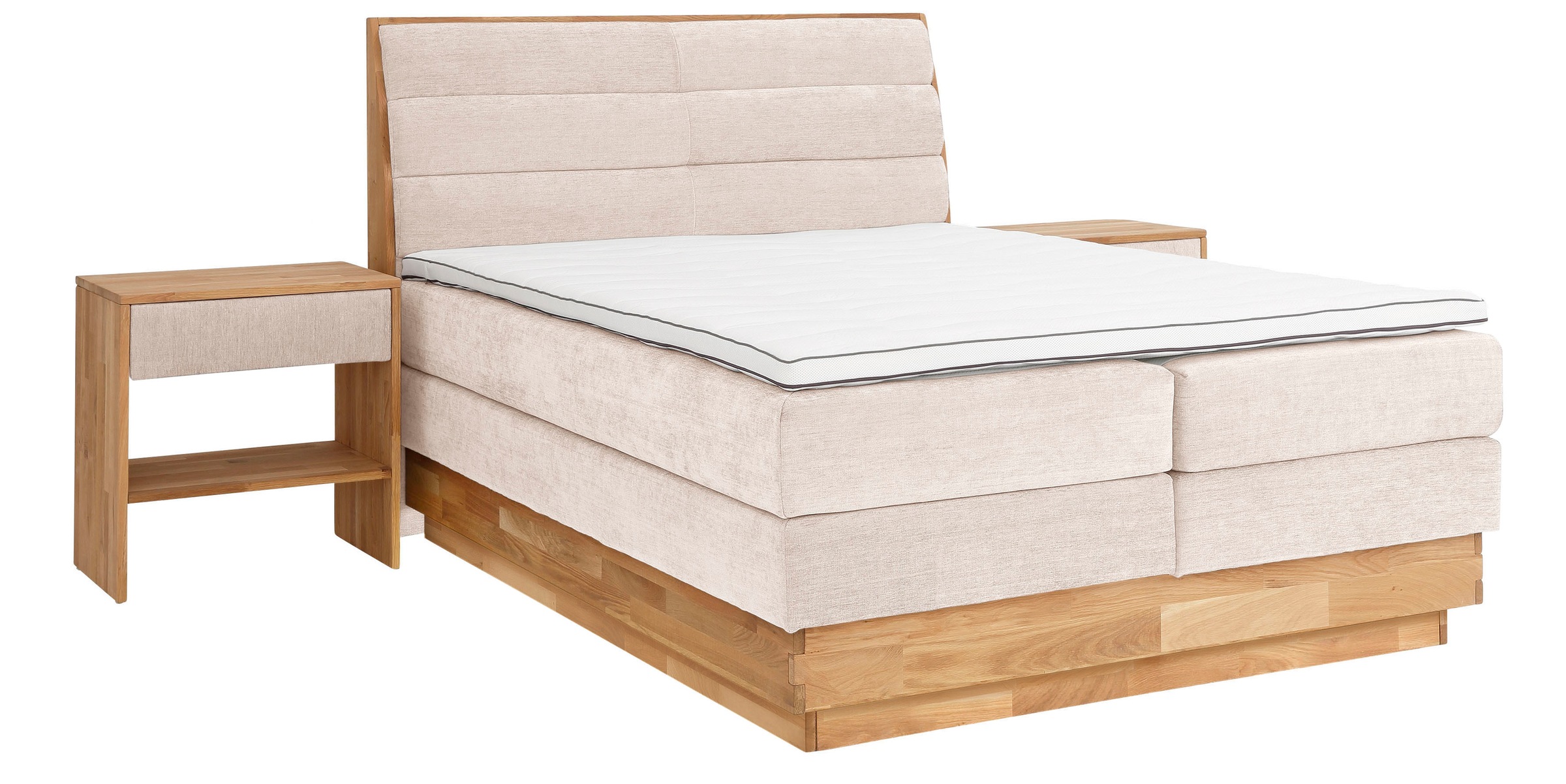 GOODproduct Boxspringbett »Jenna«, ohne LED-Beleuchtung, mit zertifizierten, recycelten Bezugsstoffen