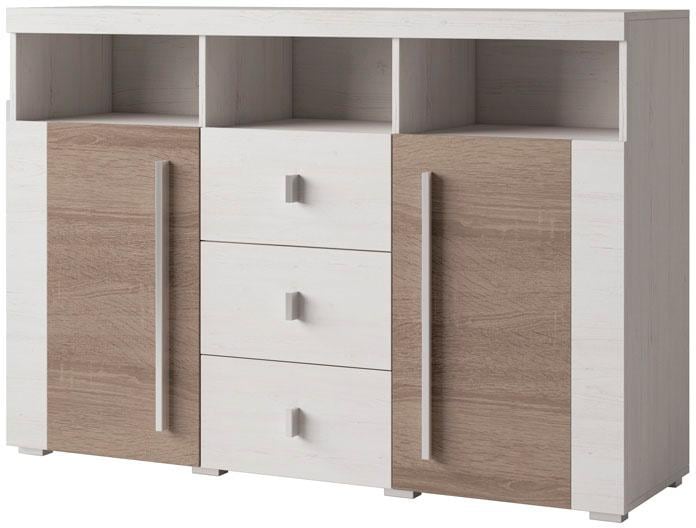 INOSIGN Sideboard »Roger,Breite 132cm, stilvolle Schrank, 2 Holztüren 3 Schubladen«, Kommode mit viel Stauraum, Einlegeböden verstellbar