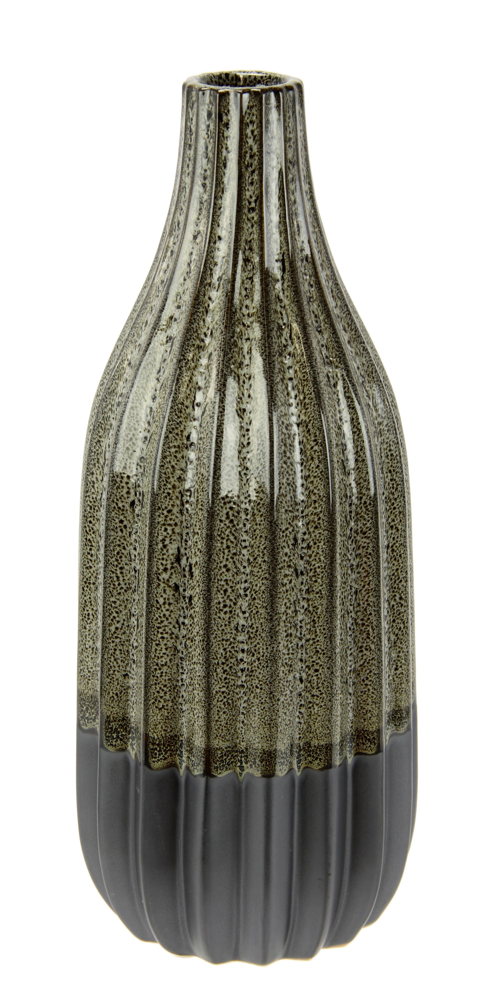 Image of I.GE.A. Dekovase "Vase aus Keramik, geriffelt, bauchig, matt glänzend" Flaschenform, Blumenvase, Tischdeko, Keramikvase