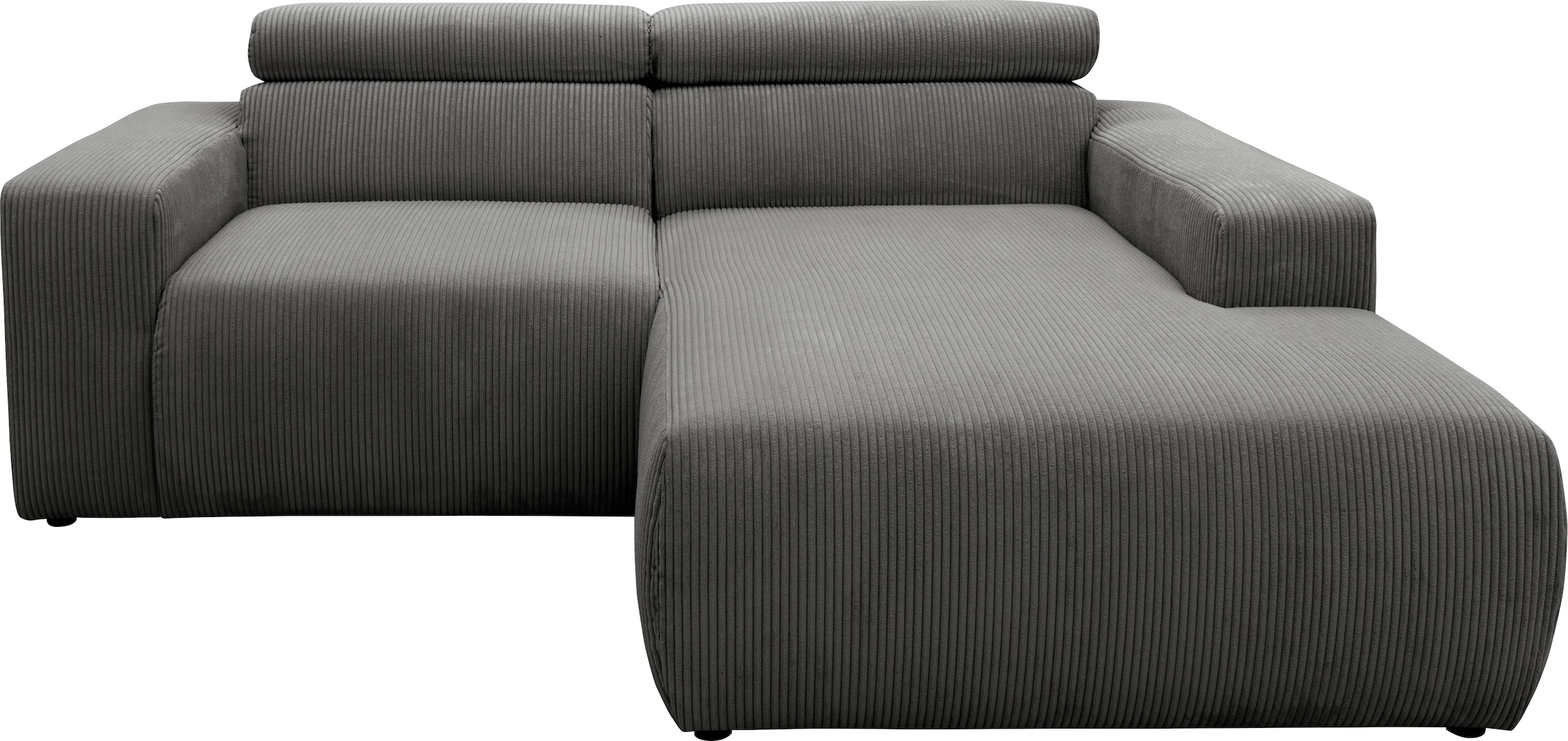 Image of DOMO collection Ecksofa "BRANDON inkl. Kopfteilverstellung, 214x100x80 cm, L-Form" Cord, grau