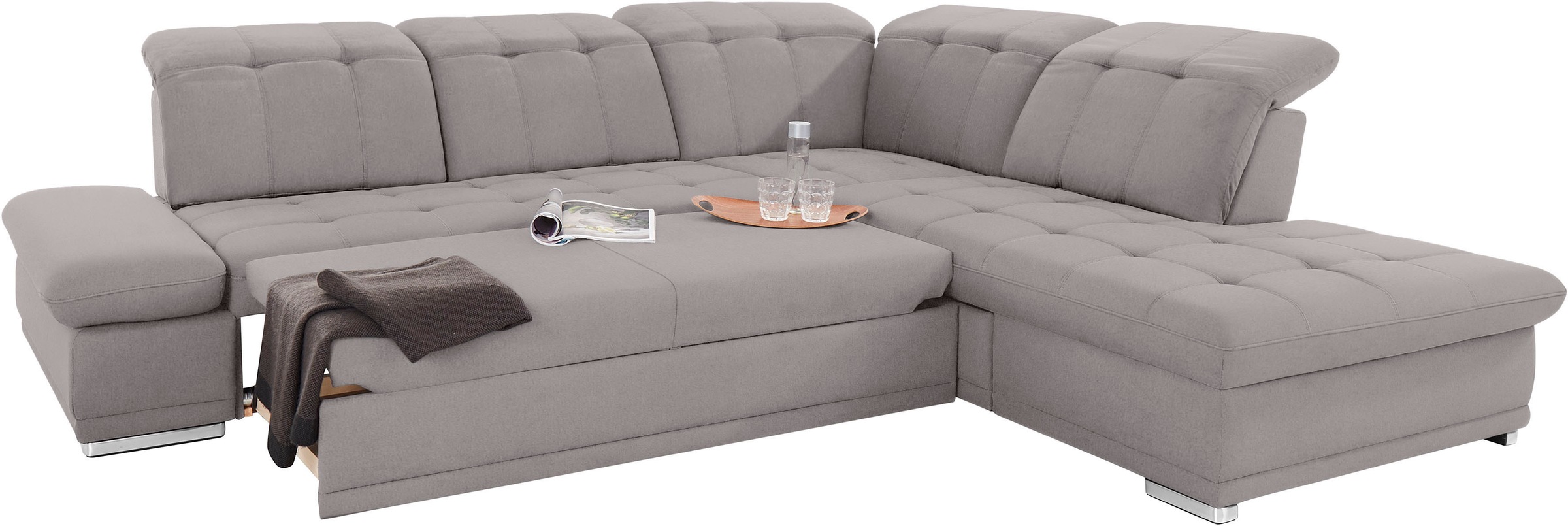 COTTA Ecksofa »Holiday L-Form mit Sitztiefen-, Armteil- und Kopfteilverstellung«, wahlweise mit Bettfunktion & Bettkasten