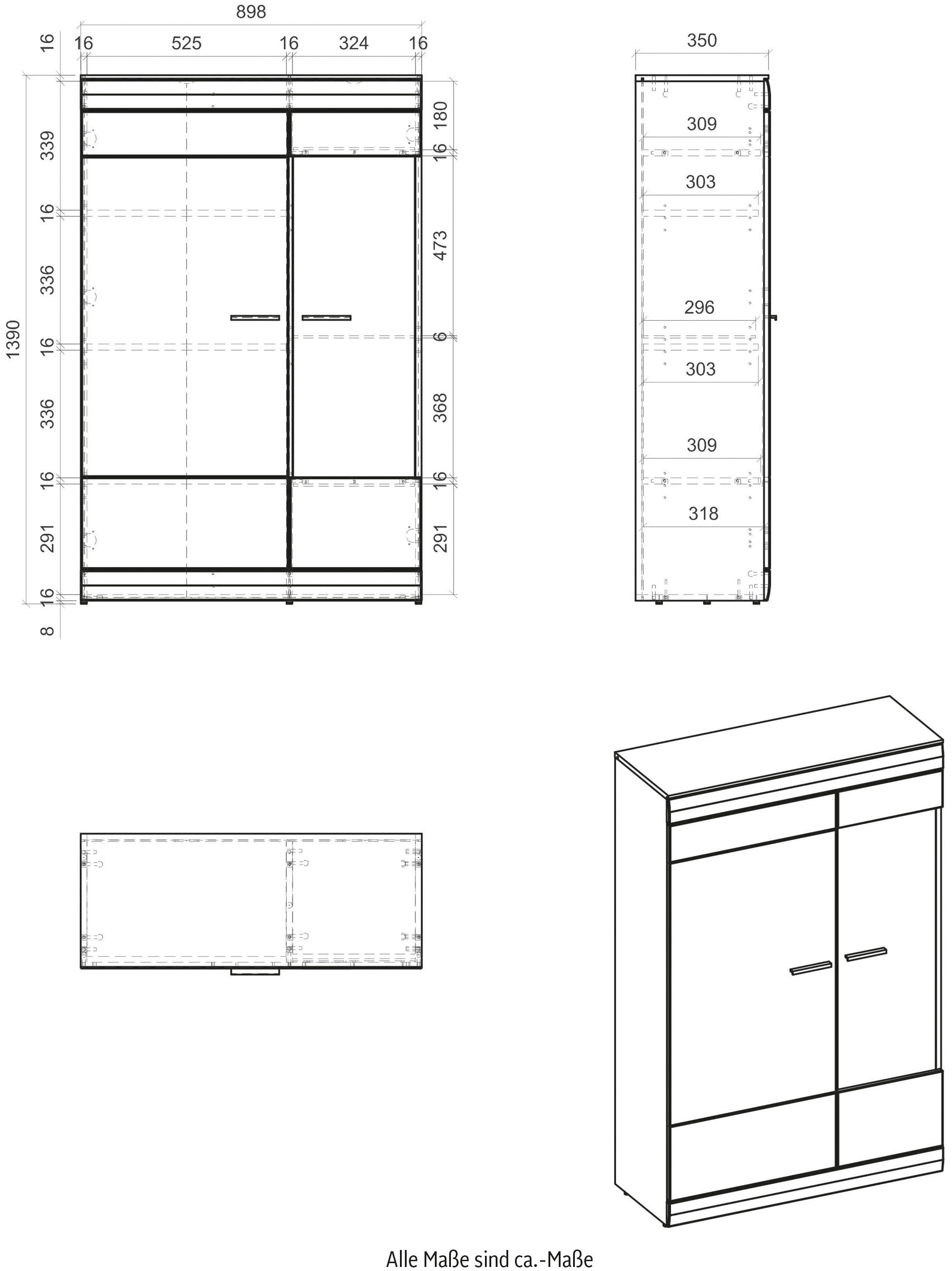 INOSIGN Vitrine »SCARA«, mit Applikation Zinneiche Dekor, Breite 90 cm, mit Softclose-Funktion