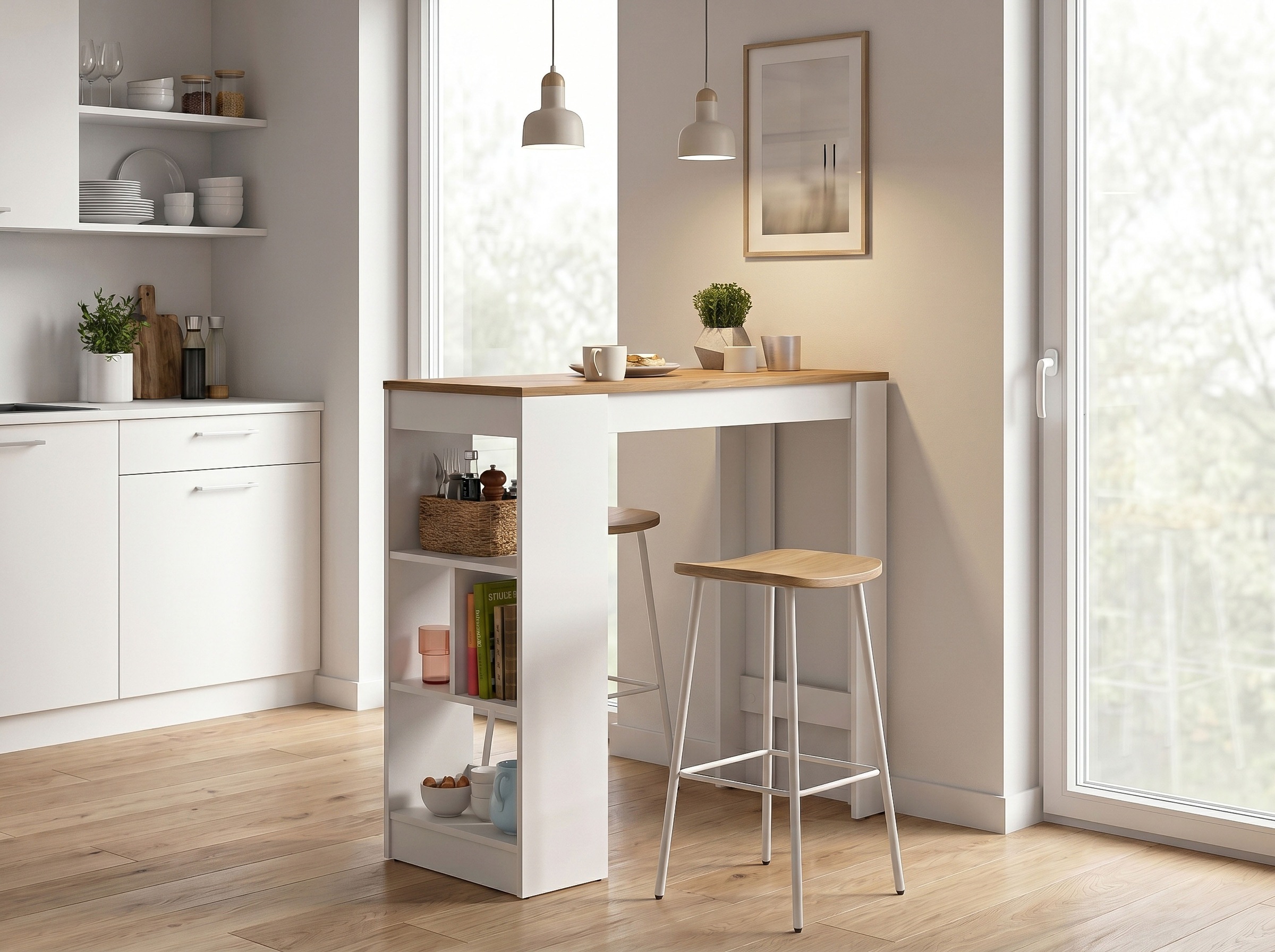 OTTO home Bartisch "NORDBY, Breite x Höhe: 105 x 103cm, 4 offene Fächer" Esstisch, Stehtisch, Tresentisch, Bistrotisch, Küchentisch