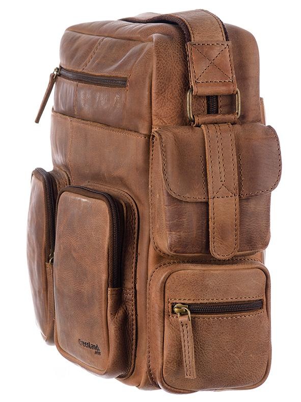 GreenLand Nature Messenger Bag »Montenegro«, aus echtem Leder mit praktischen Vortaschen