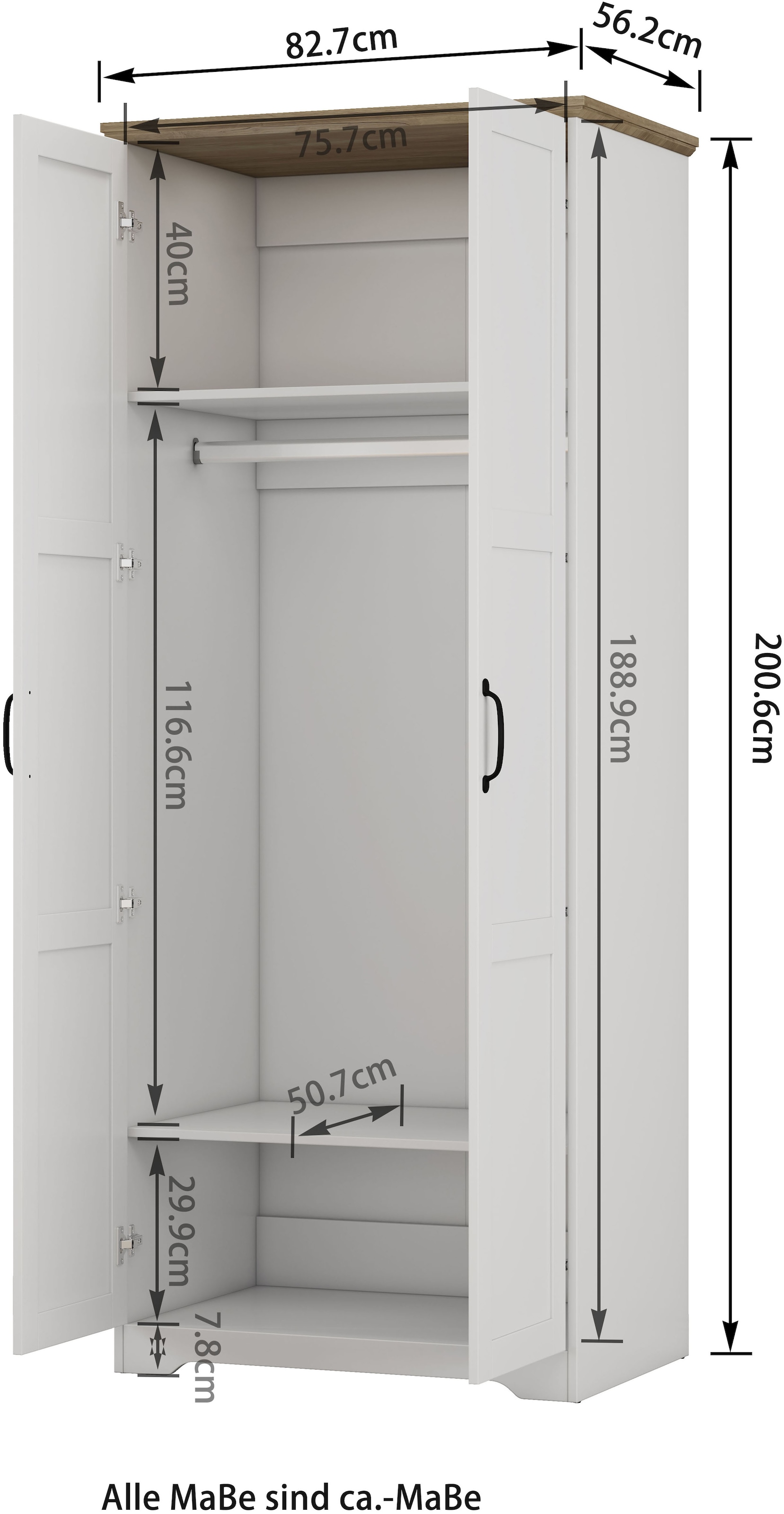 GOODproduct Kleiderschrank »Emmilia Schrank Schlafzimmerschrank im Landhaus Design« Landhaus Schrank mit  2 Türen in Breite 82,7cm, Höhe 2m
