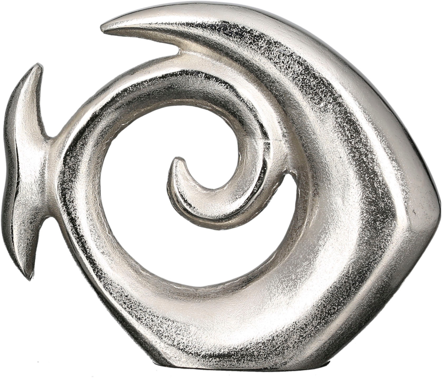 Image of GILDE Dekofigur »Skulptur Fisch Pesca, silberfarben«, (1 St.), Dekoobjekt, aus Metall, antikfinish, maritim, in 2 Grössen erhältlich, Wohnzimmer bei Ackermann Versand Schweiz