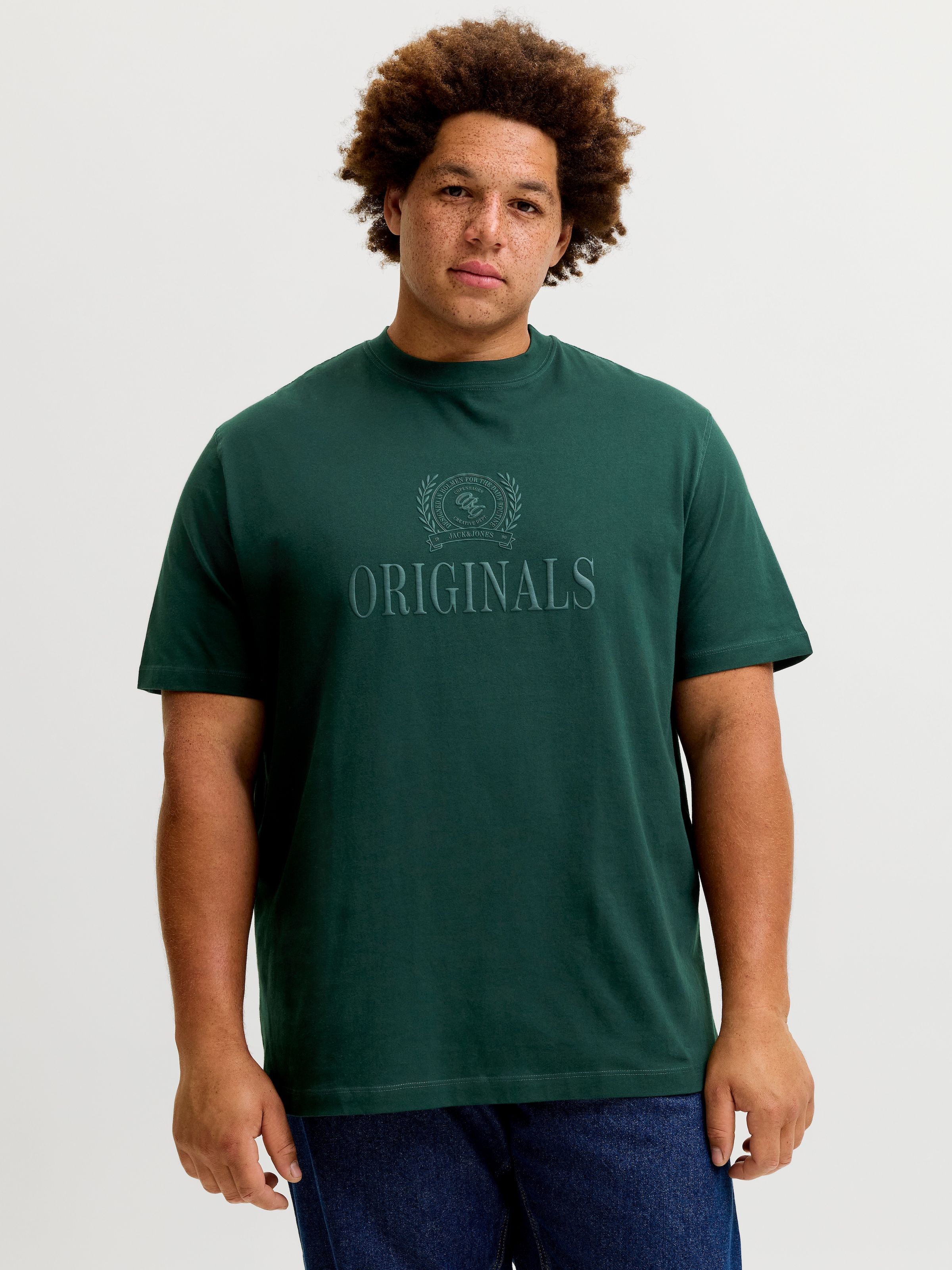Image of Jack & Jones PlusSize T-Shirt "JORFREDERIKSBERG MONOGRAM TEE SS CN PLS" Baumwolle