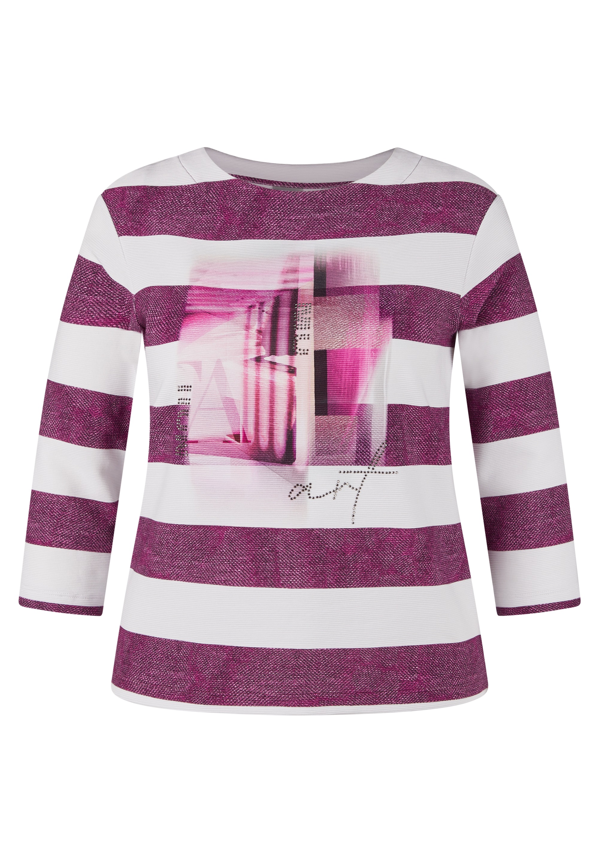 Rabe 3/4-Arm-Shirt im Streifen-Design und mit Print