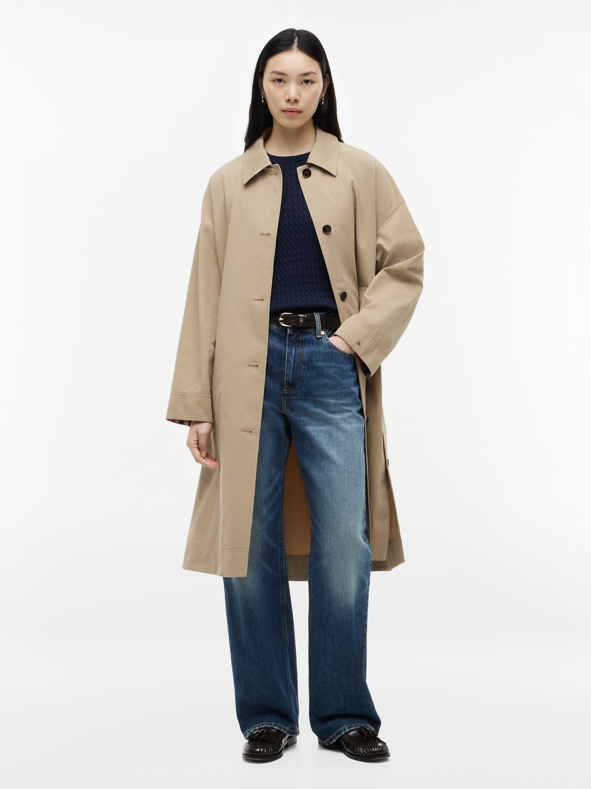 Image of Tommy Hilfiger Trenchcoat "COTTON COAT" Eleganter Umlegekragen, aus Baumwollmischung