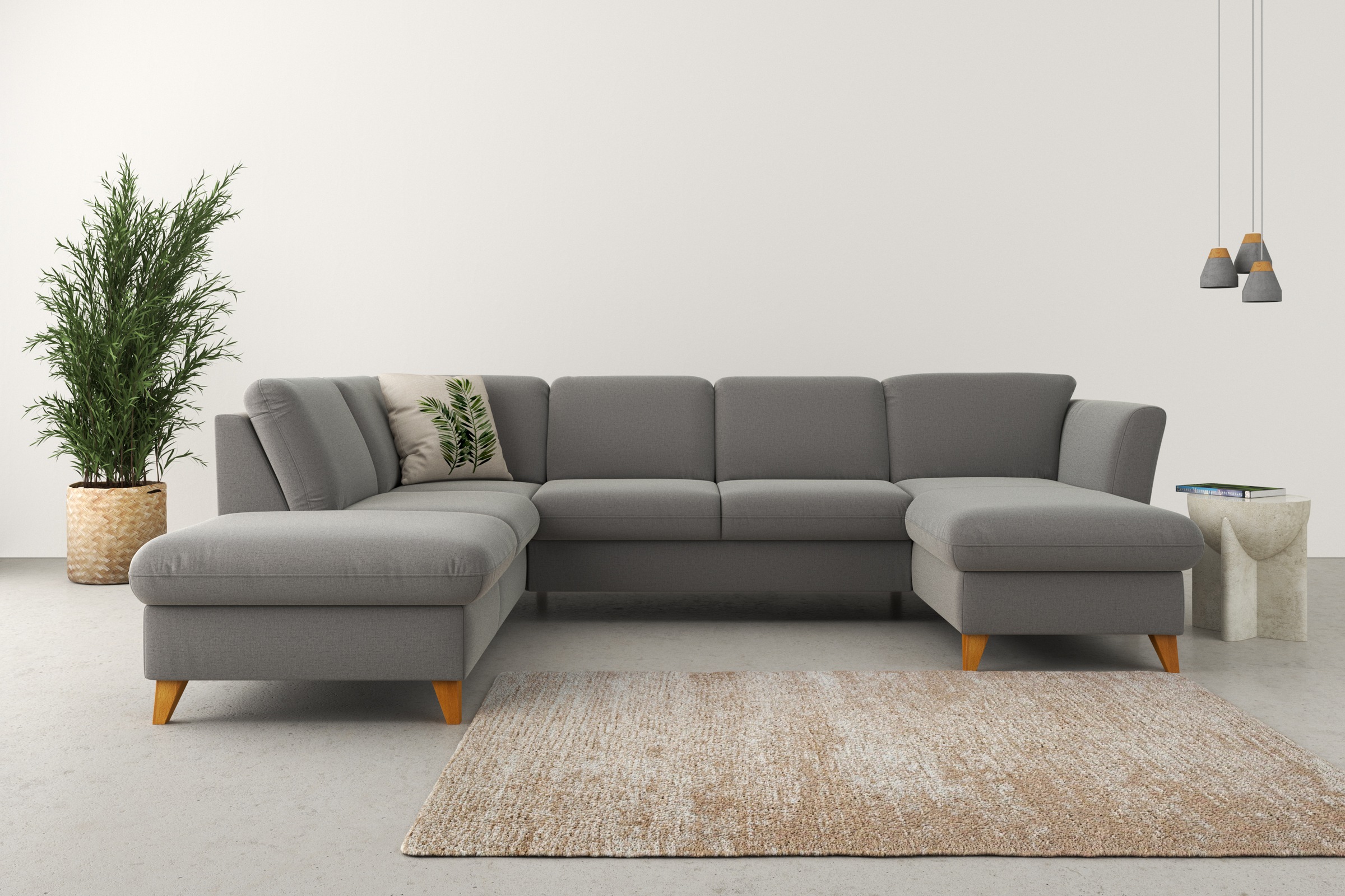 Home affaire Wohnlandschaft »Trelleborg U-Form« Federkern-Polsterung, wahlweise mit Bettfunktion und Stauraum