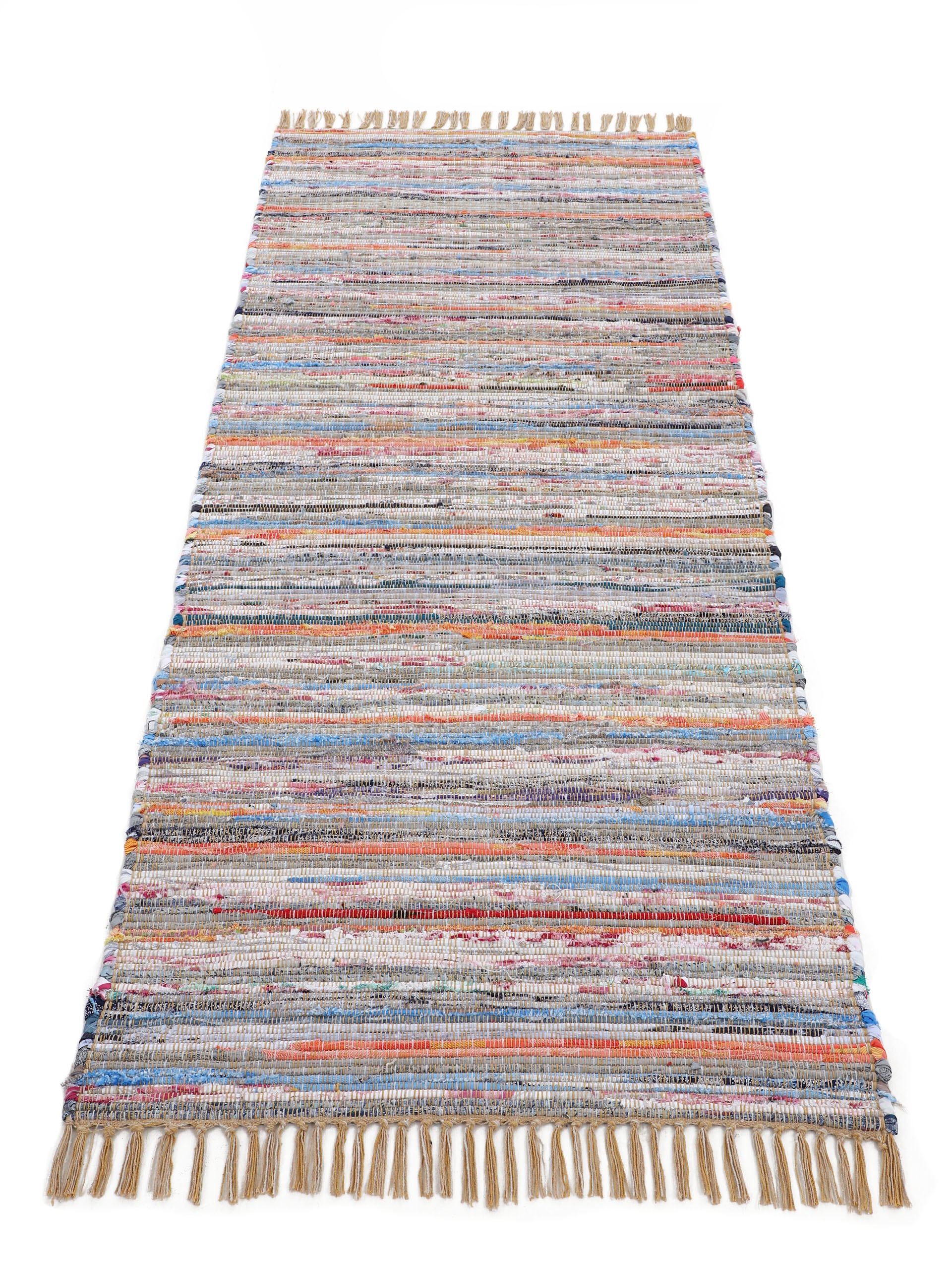 carpetfine Teppich »Kelim Chindi, Wendeteppich«, rechteckig, handgewebt, Fleckerlteppich mit Fransen, auch vielen in Läufergrössen