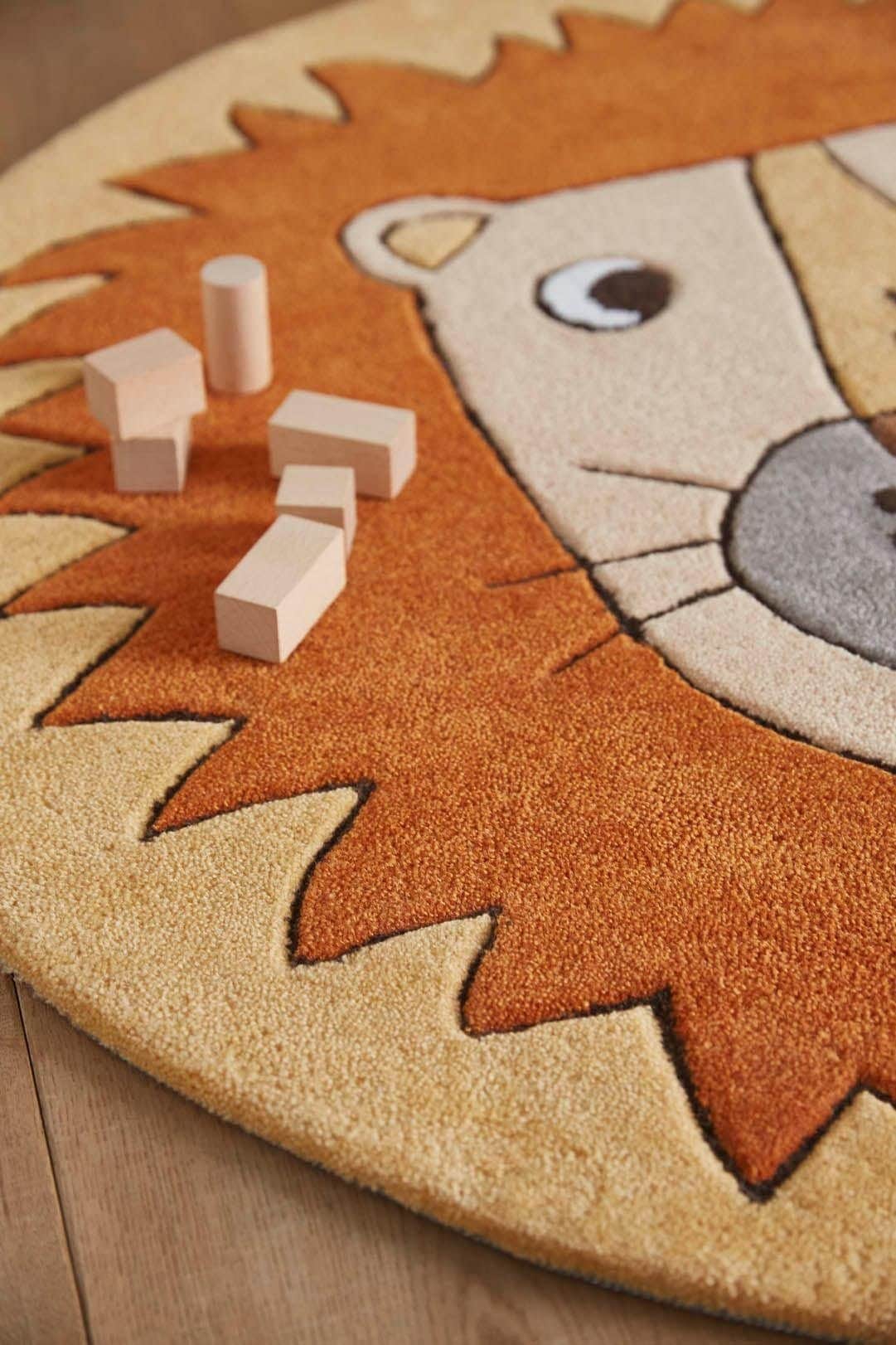 SMART KIDS Kinderteppich »Linus«, rund, 9 mm Höhe, Löwe Tiermotiv, Konturenschnitt