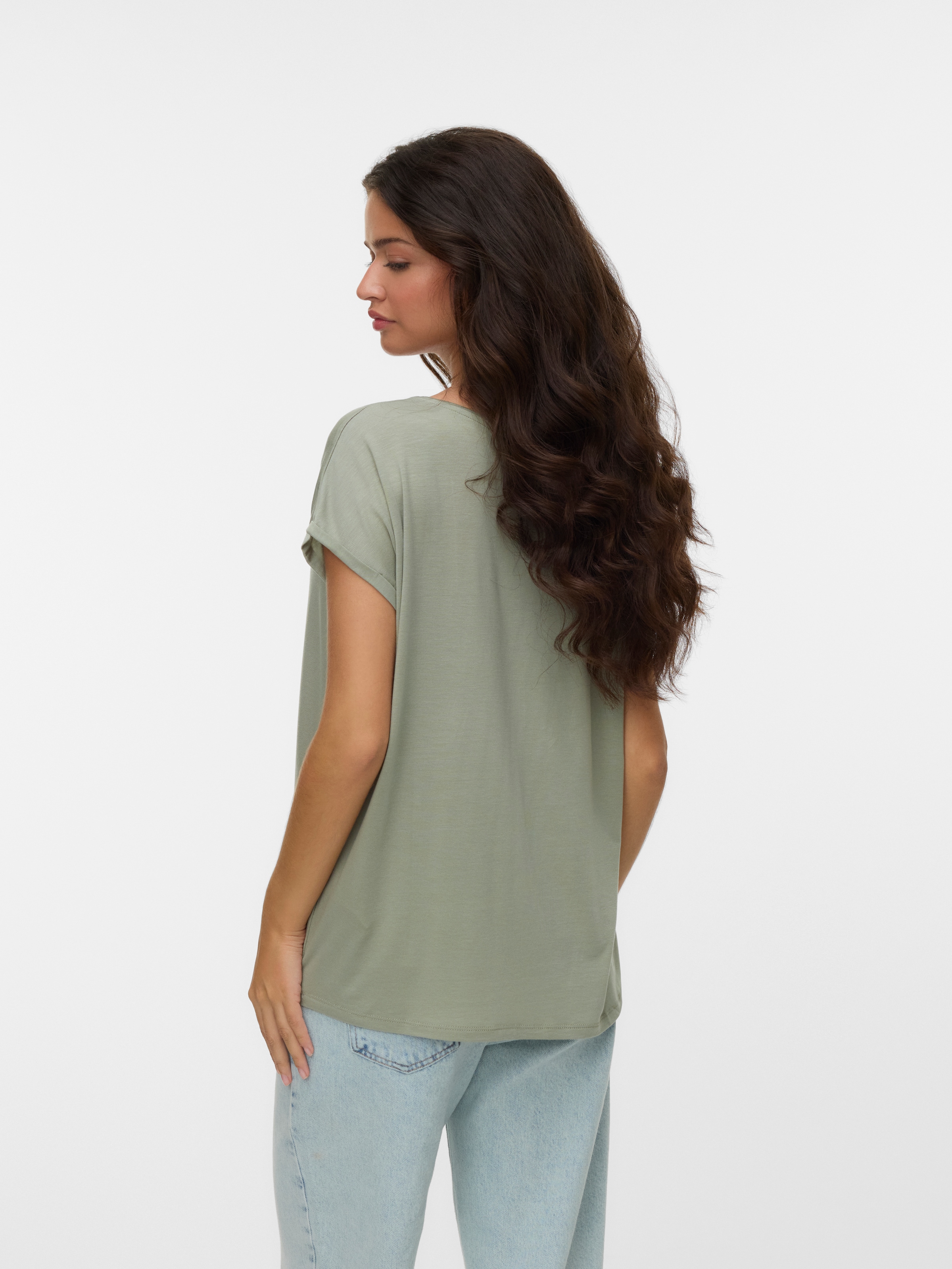Vero Moda Rundhalsshirt »VMAVA PLAIN SS TOP GAJRS NOOS«