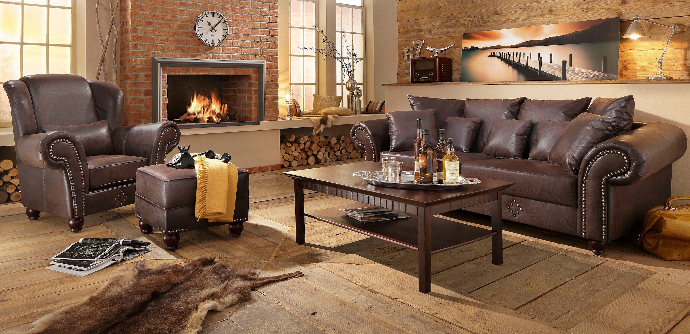 Home affaire Big-Sofa »King George Mega Sofa, viel Platz, Federkern, Ziernägel«