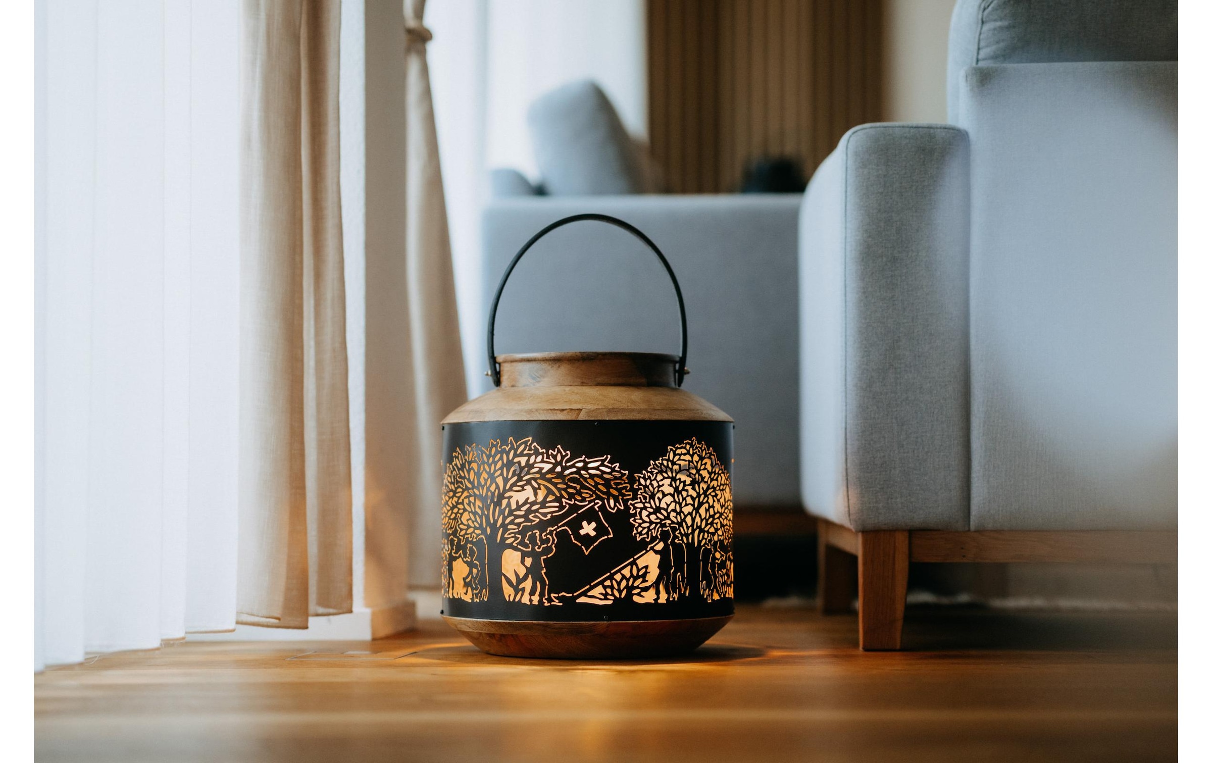 Kadastar Lanterne à bougie »Bergchilbi 37 cm« Laterne Scherenschnitt