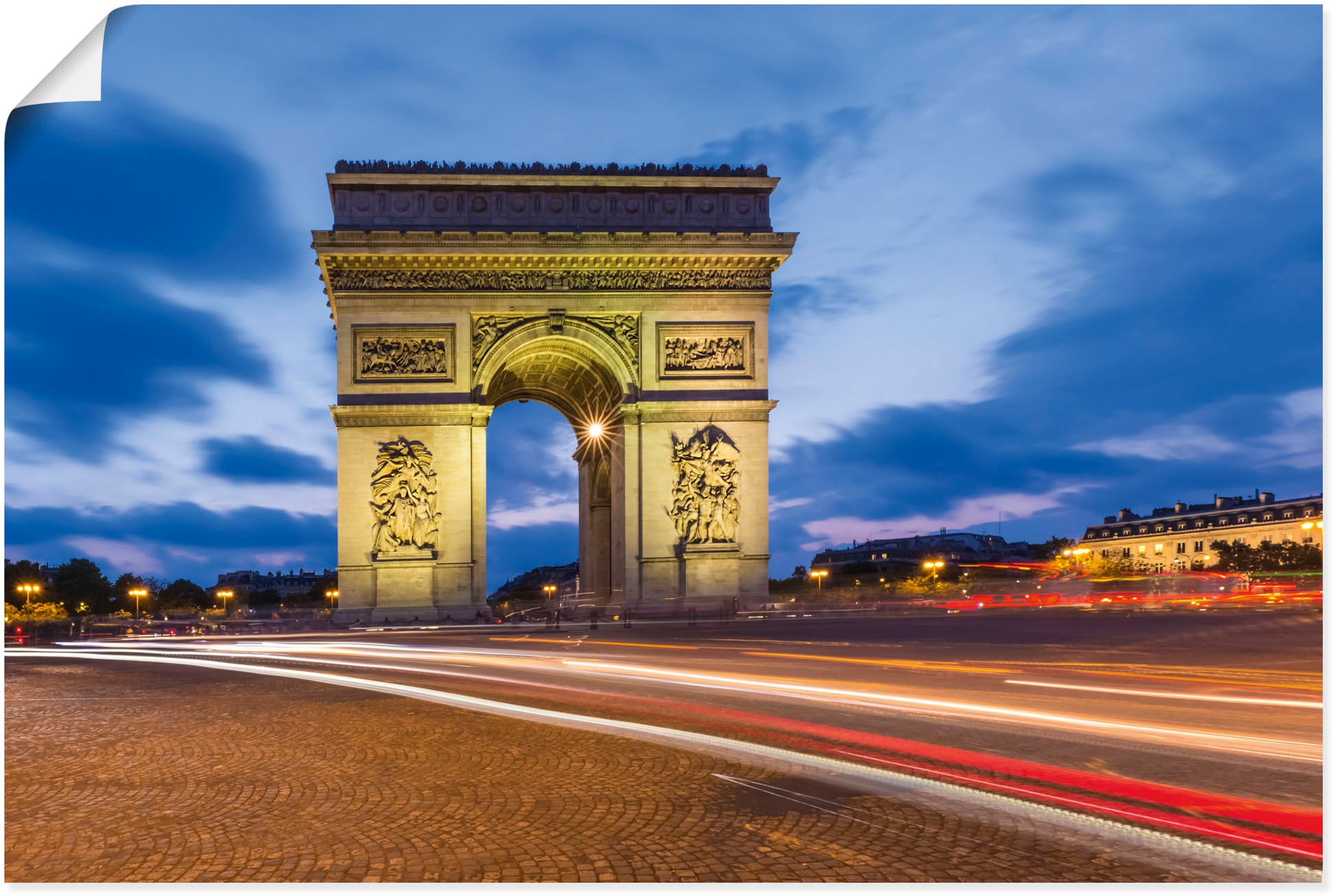 Artland Poster »Paris Triumphbogen abends«, Paris, (1 St.), als Alubild, Leinwandbild, Wandaufkleber oder Poster in versch. Grössen