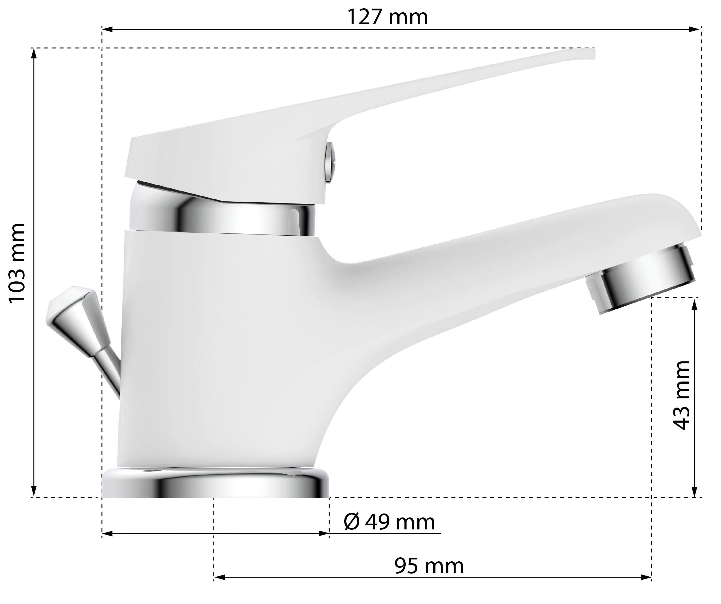Eisl Robinet de lavabo »SPEED« avec barre de traction, garniture de vidange, mitigeur, blanc/chrome
