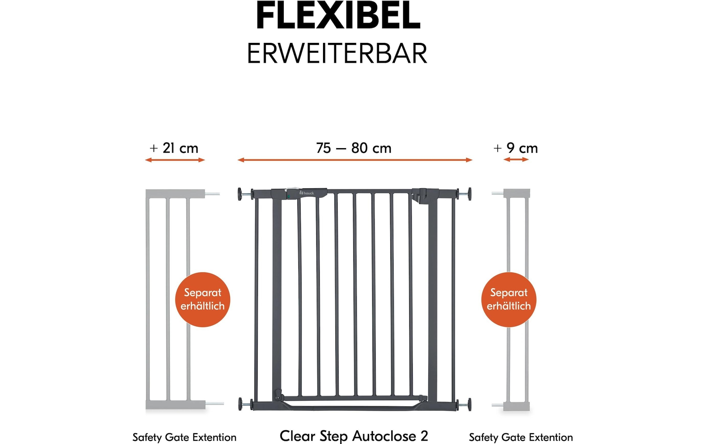Hauck Türschutzgitter »Clear Step Autoclose 2 Grey 75 - 80 cm«