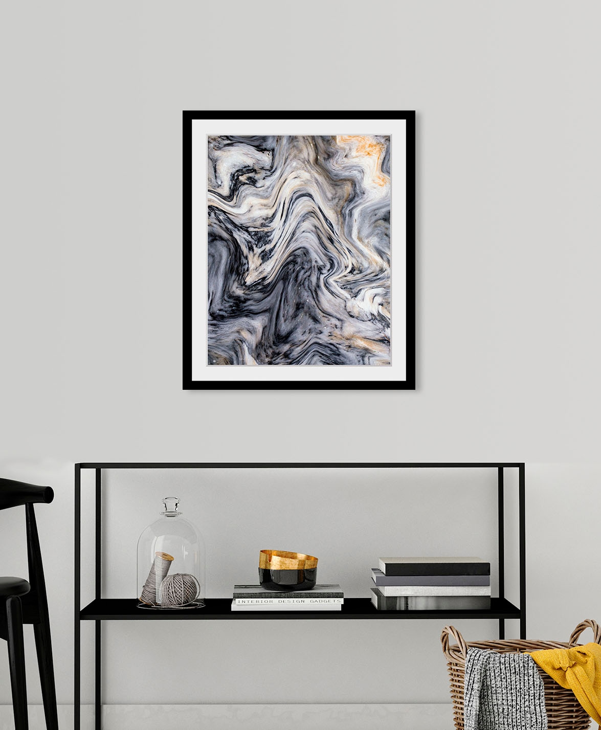 Image of queence Bild "Tobias" Abstrakt Gemälde Kunst Marmor 1 Stk. tlg. HD Premium Poster-Druck inkl. Holzrahmen