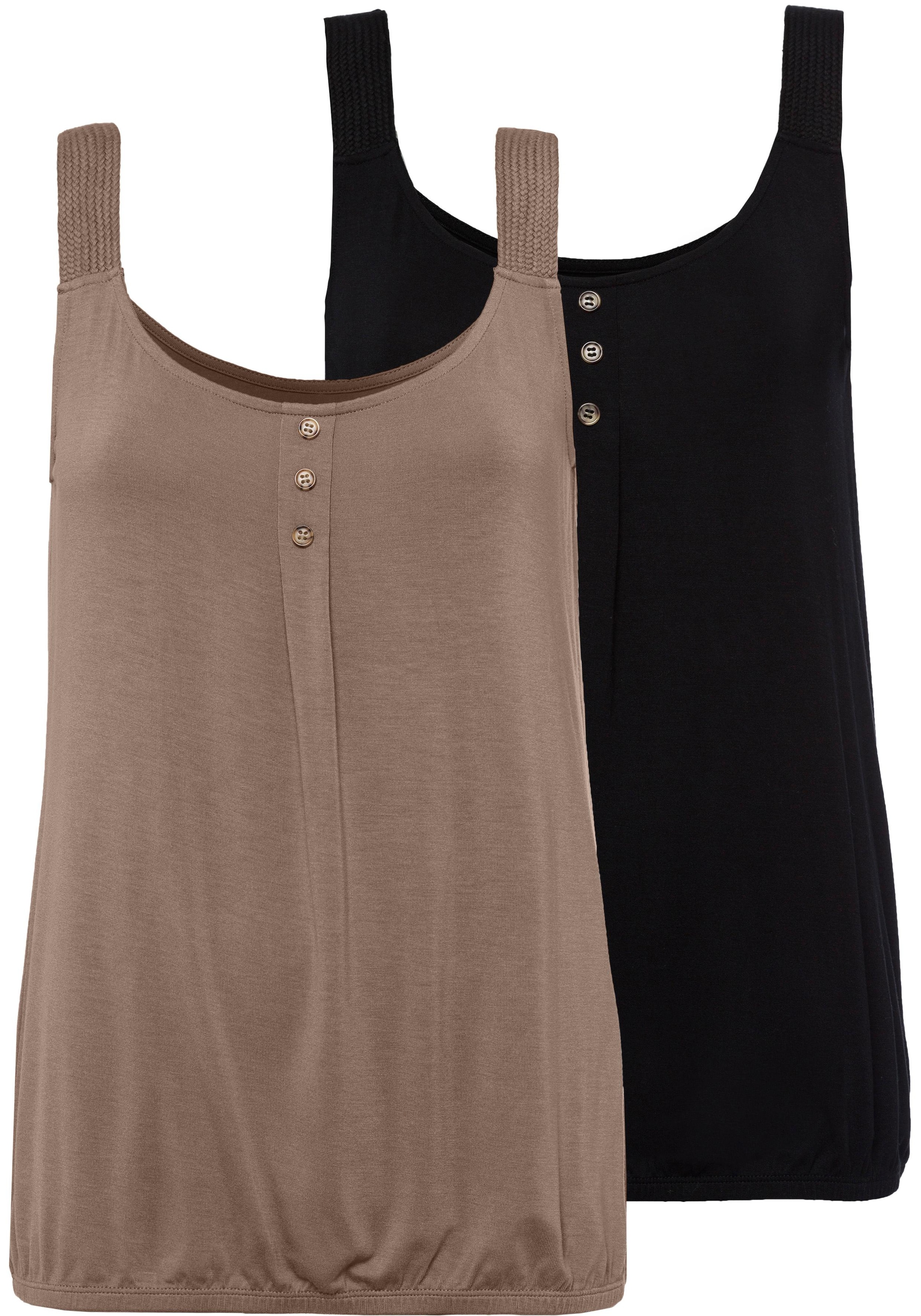Image of LASCANA Strandtop "mit geflochtenen Trägern" 2er-Pack, aus weichem Viskose-Stretch