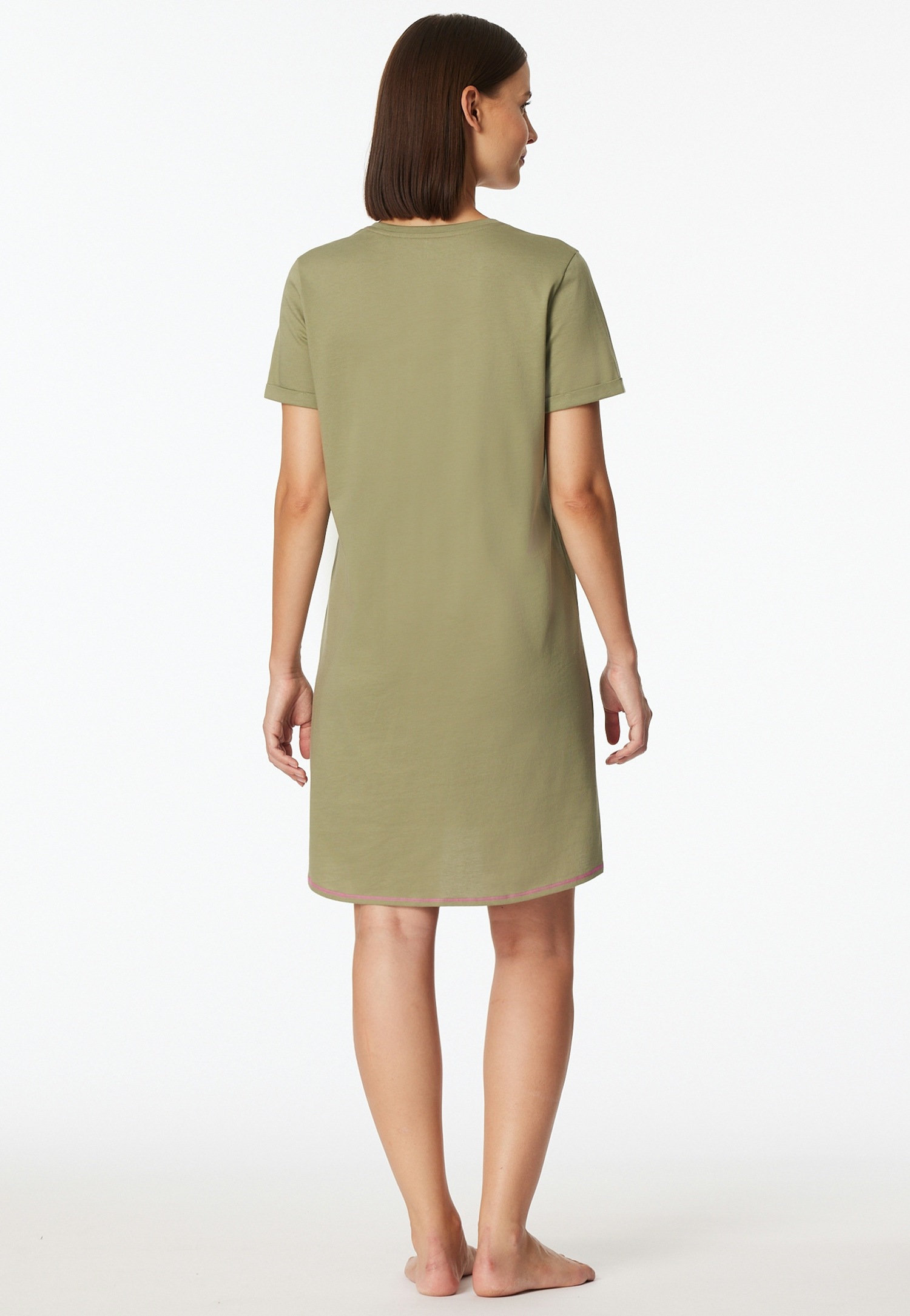 Schiesser Chemise de nuit »Casual Essentials« mit Statement-Print, Baumwolle, kurzärmelig, Rundhalsausschnitt