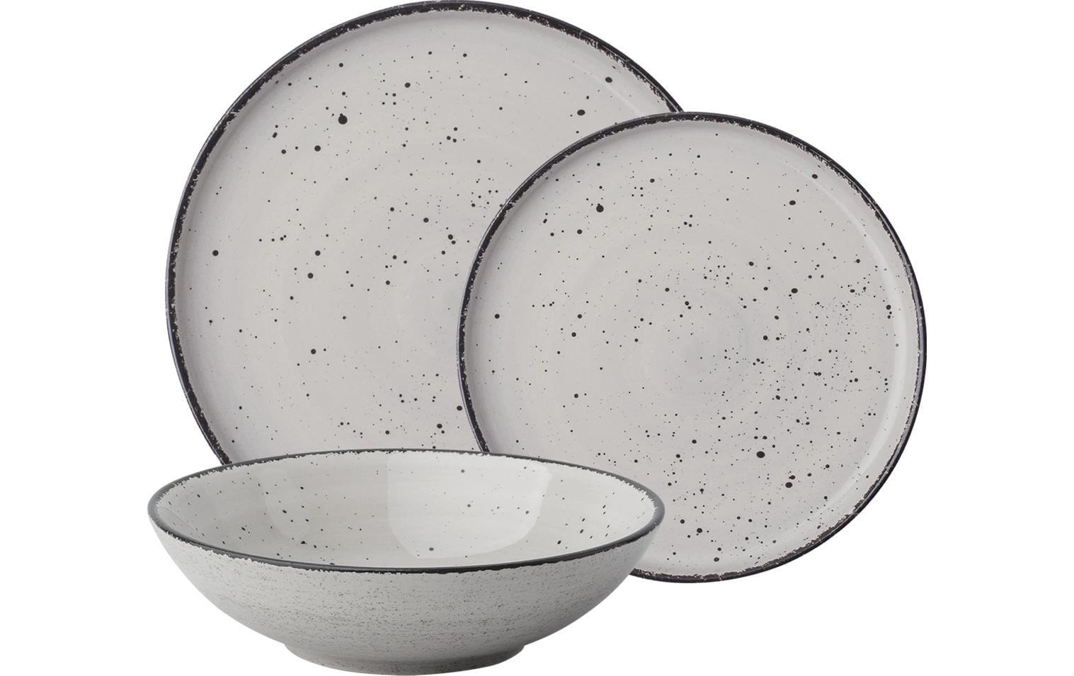 Image of Geschirr-Set "Lunasol Gaya Atelier light grey speckled 18-tlg."