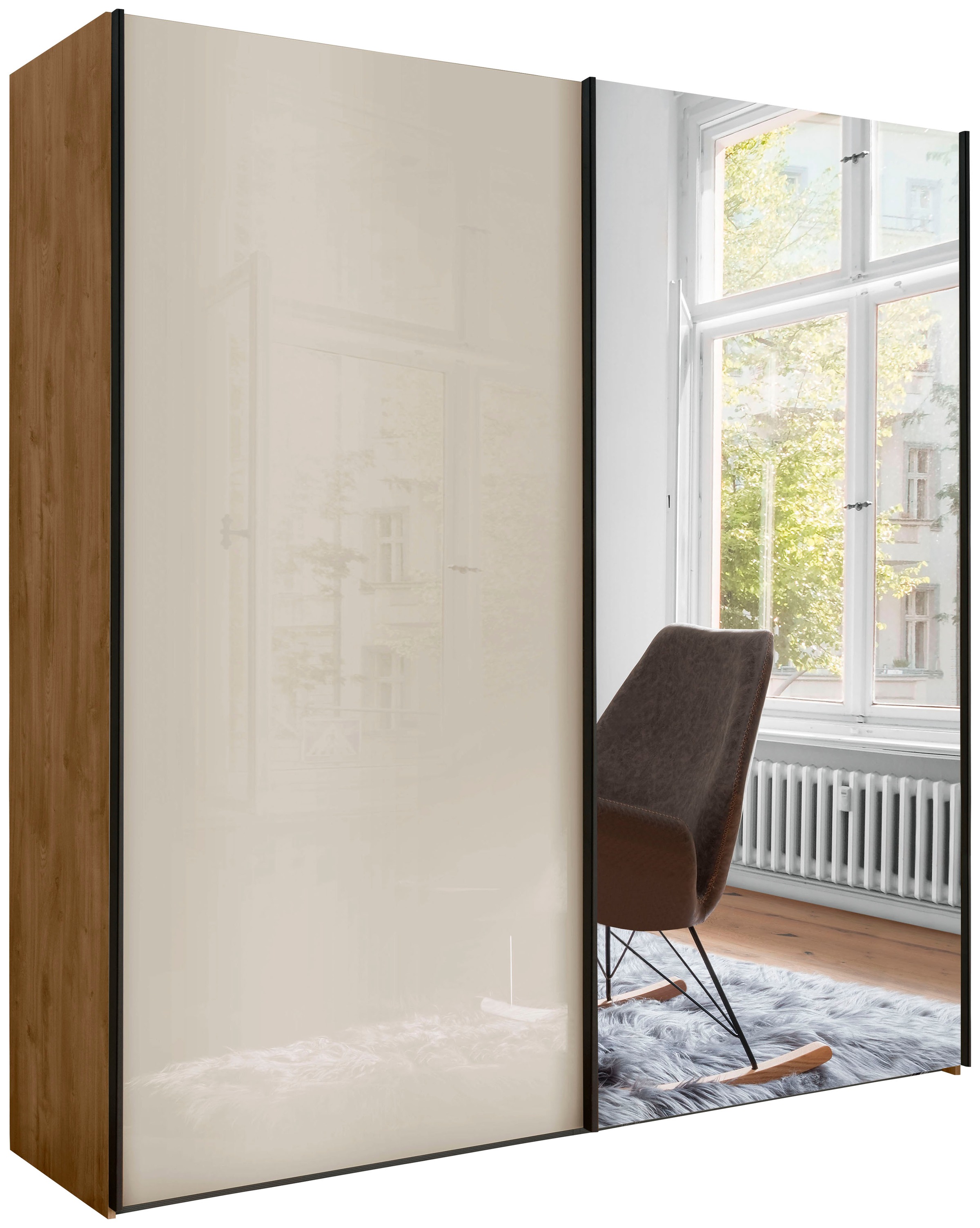 Image of WIEMANN Schwebetürenschrank "Monaco" mit Glasfront sowie hochwertigen Beschlägen