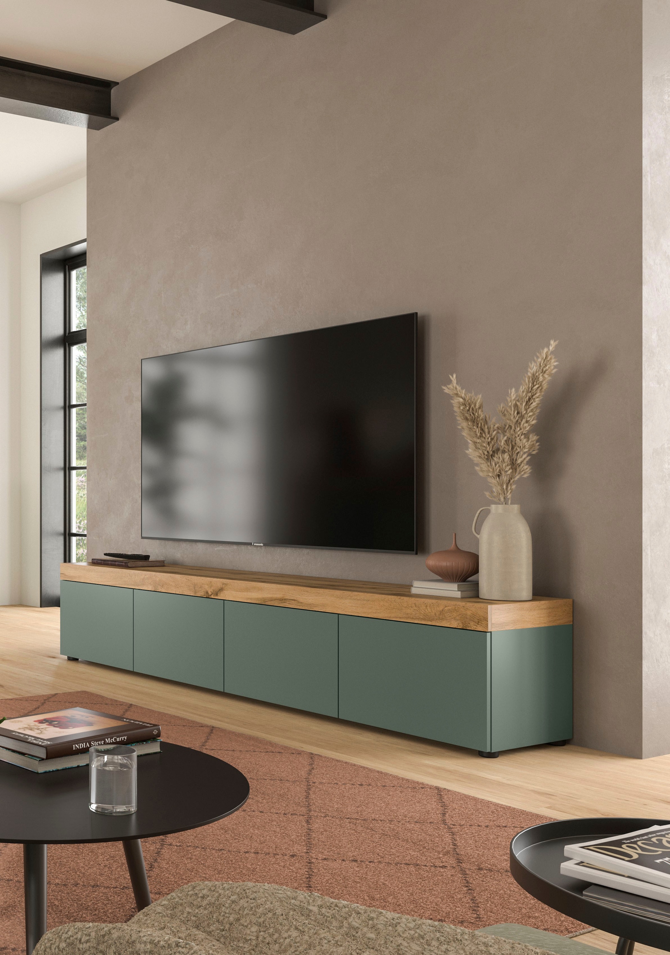 GOODproduct Table basse »MAMBO, TOPSELLER!, Breite 200cm, 4 Klappen, stehend oder hängend« 2 farbige Ausführung, in verschiedenen Farben erhältlich, 1 cuis tlg. Lowboard, TV Unterschrank, Tv-Schrank, Wohnzimmer
