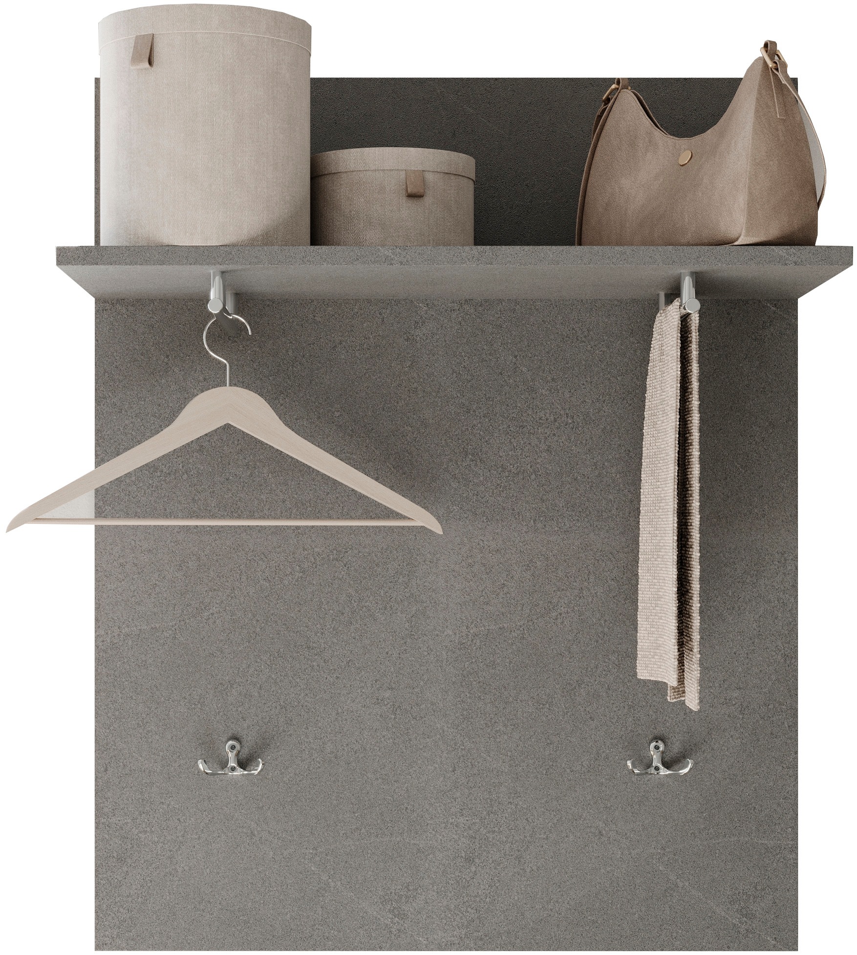 Image of GOODproduct Garderobenpaneel "Pratiko, Breite 63 cm, Höhe 78 cm, Wandpaneel, Wandgarderobe," Flurgarderobe mit Ablage, 2 Kleiderstangen, 2 Kleiderhaken