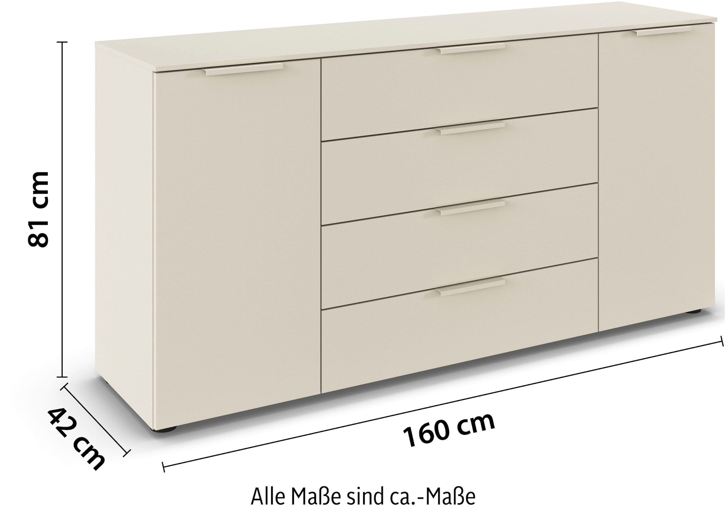 LeGer Home by Lena Gercke Commode »Kommode Sideboard Schubladenkommode SERINA eleganter Eyecatcher« inkl. SOFT-CLOSE-FUNKTION,  mit 4 Schubkästen und 2 Türen sowie Metallgriffen MADE IN GERMANY