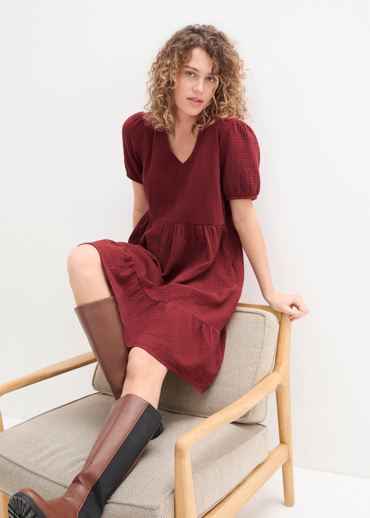 bonprix Robe en sweat für entspannten Look, Oversized-Kleid, aus Musselin, aus Baumwolle