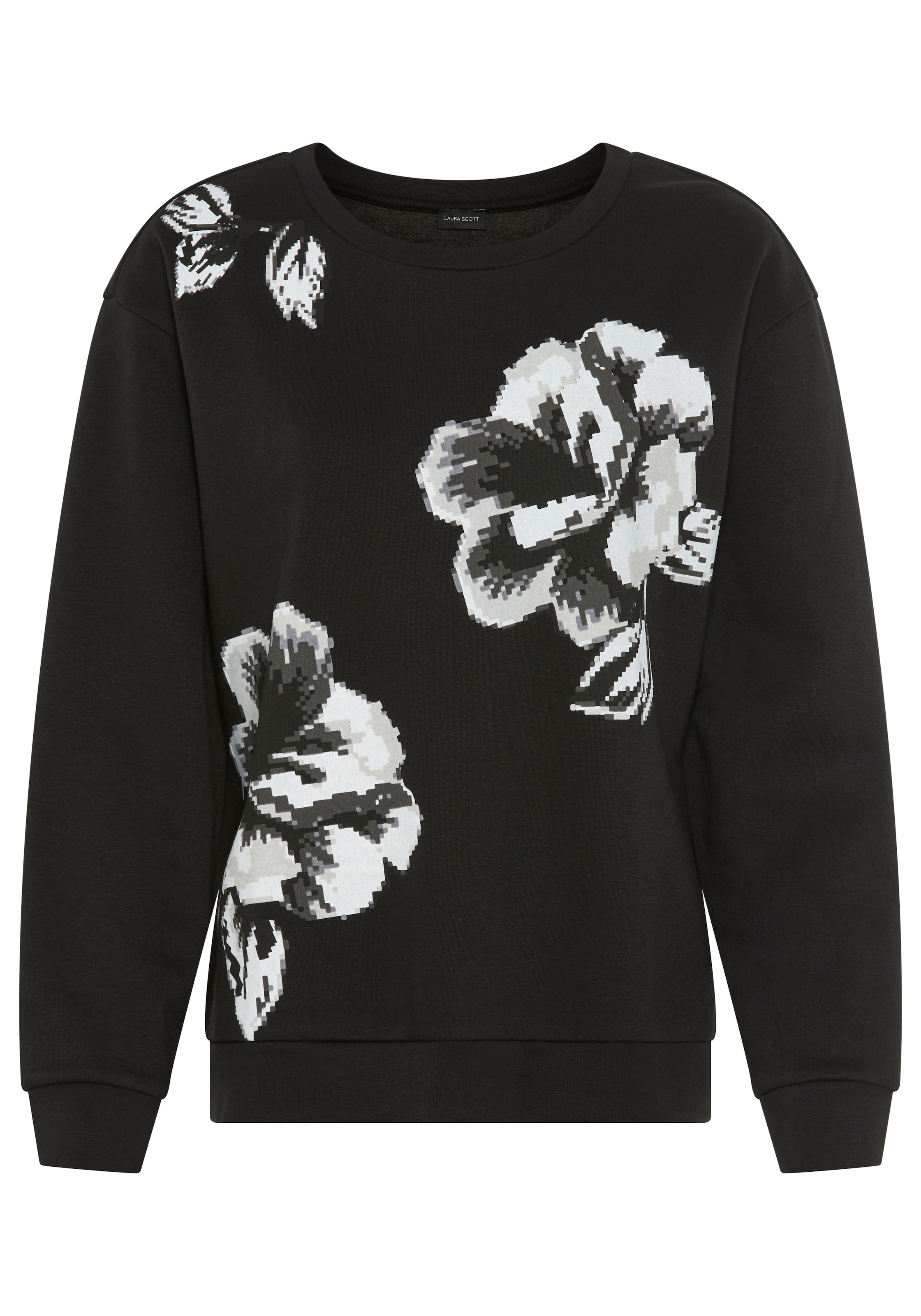 Laura Scott Sweater , Weiche Baumwollmischung mit Rundhalsausschnitt und Blumenprint
