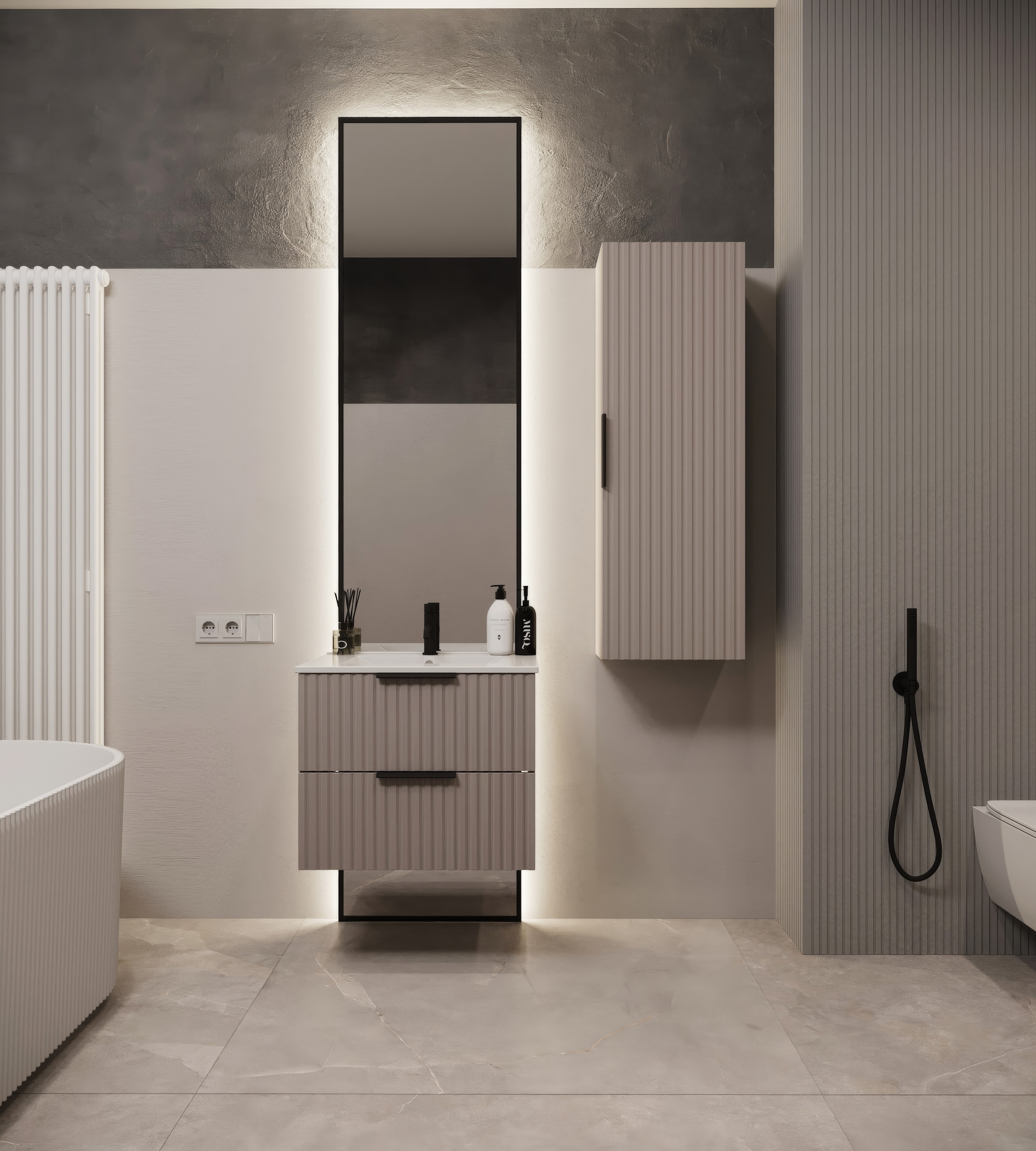 Image of welltime Waschtisch "TIBU mit Waschbecken. 2 Schubladen. 2 Breiten (60/80cm) und 4 Farben" Badschrank mit Waschbecken, Softclose, Masse B/H/T: 61/53/47 cm