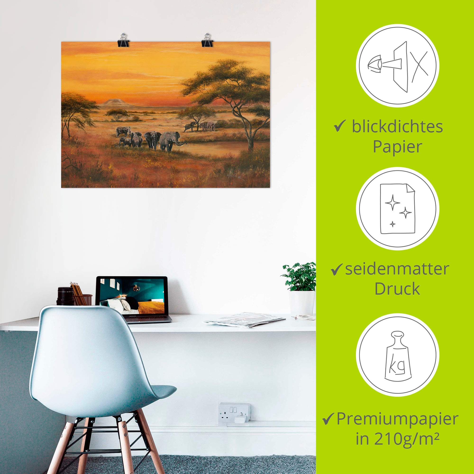 Artland Wandbild »Afrika Elefanten«, Afrika, (1 St.), als Alubild, Outdoorbild, Leinwandbild, Poster in verschied. Grössen